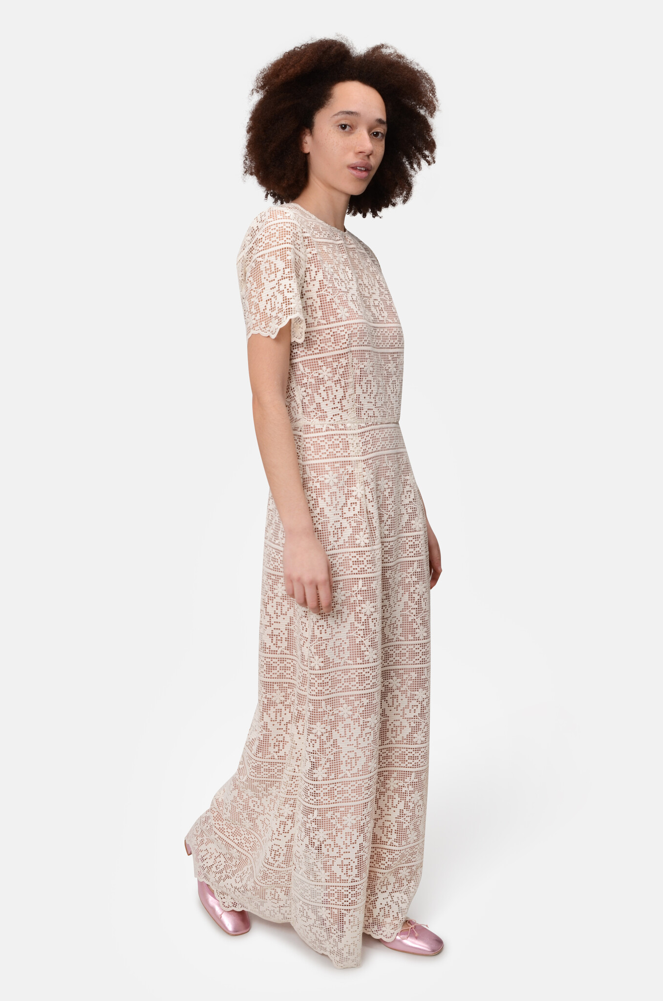 Crochet Lace Maxi Dress in Ivory-2