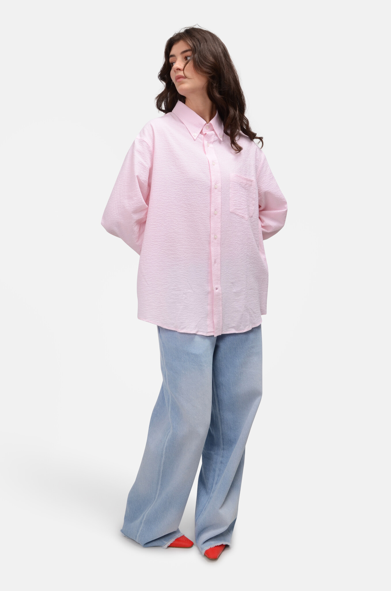 Seersucker Shirt in Pink-2