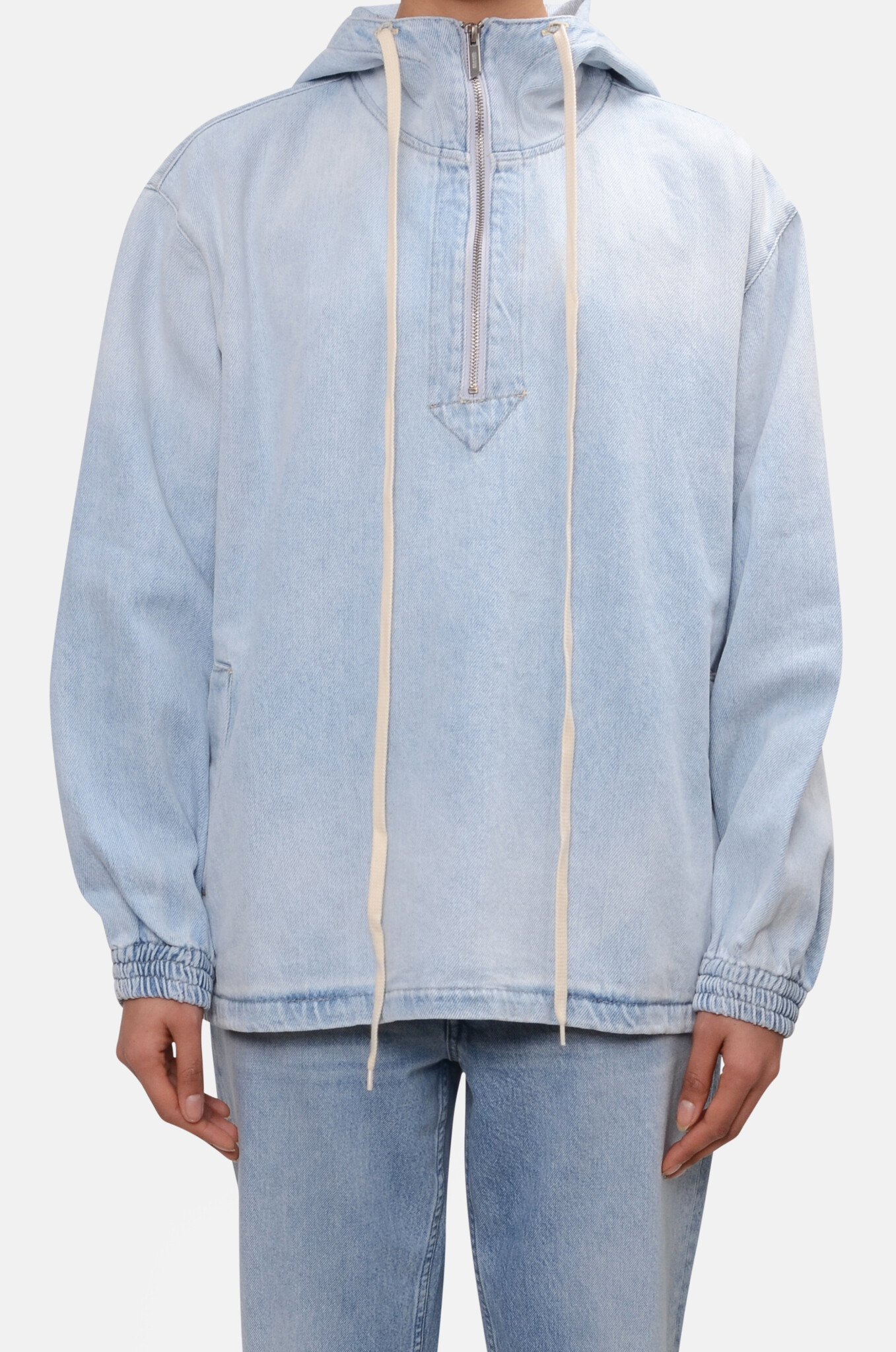 Denim Hoodie in Light Blue-1