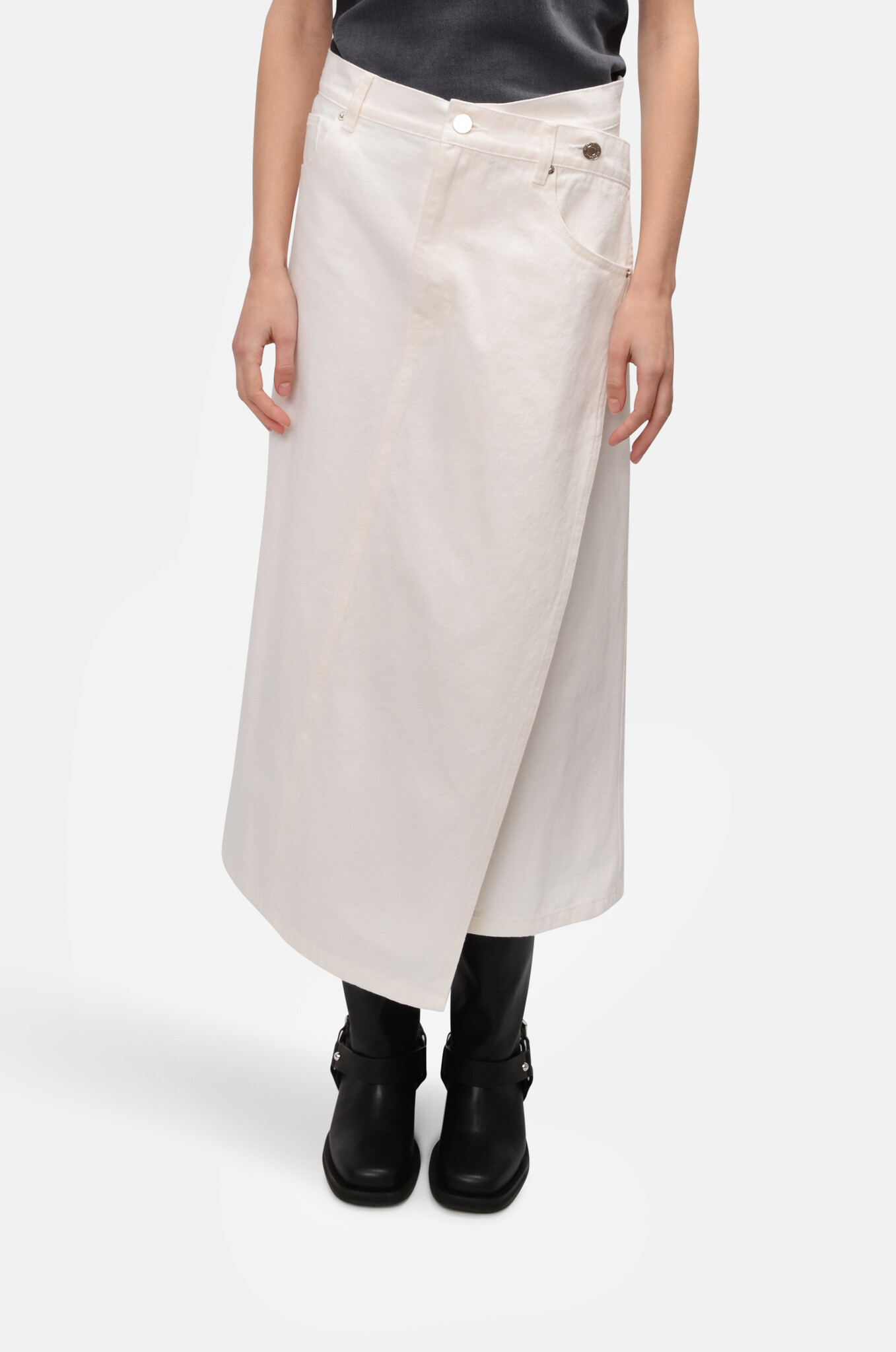 Wrap Long Skirt in Off White-1