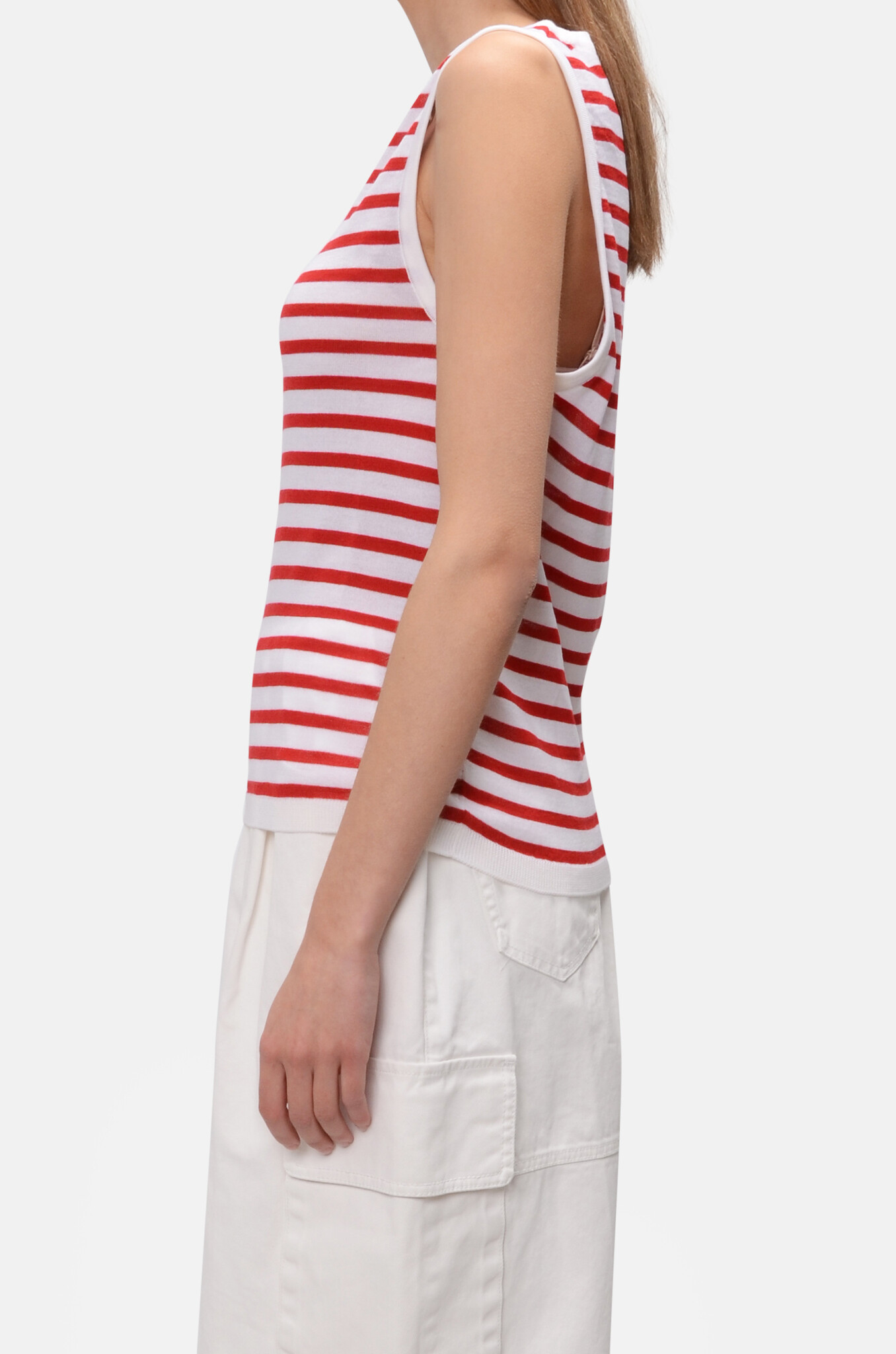 Stripe Knit Tank Top in red-3