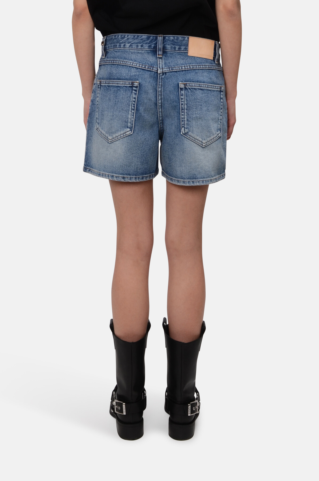 Denim Shorts in Smoke Blue-4