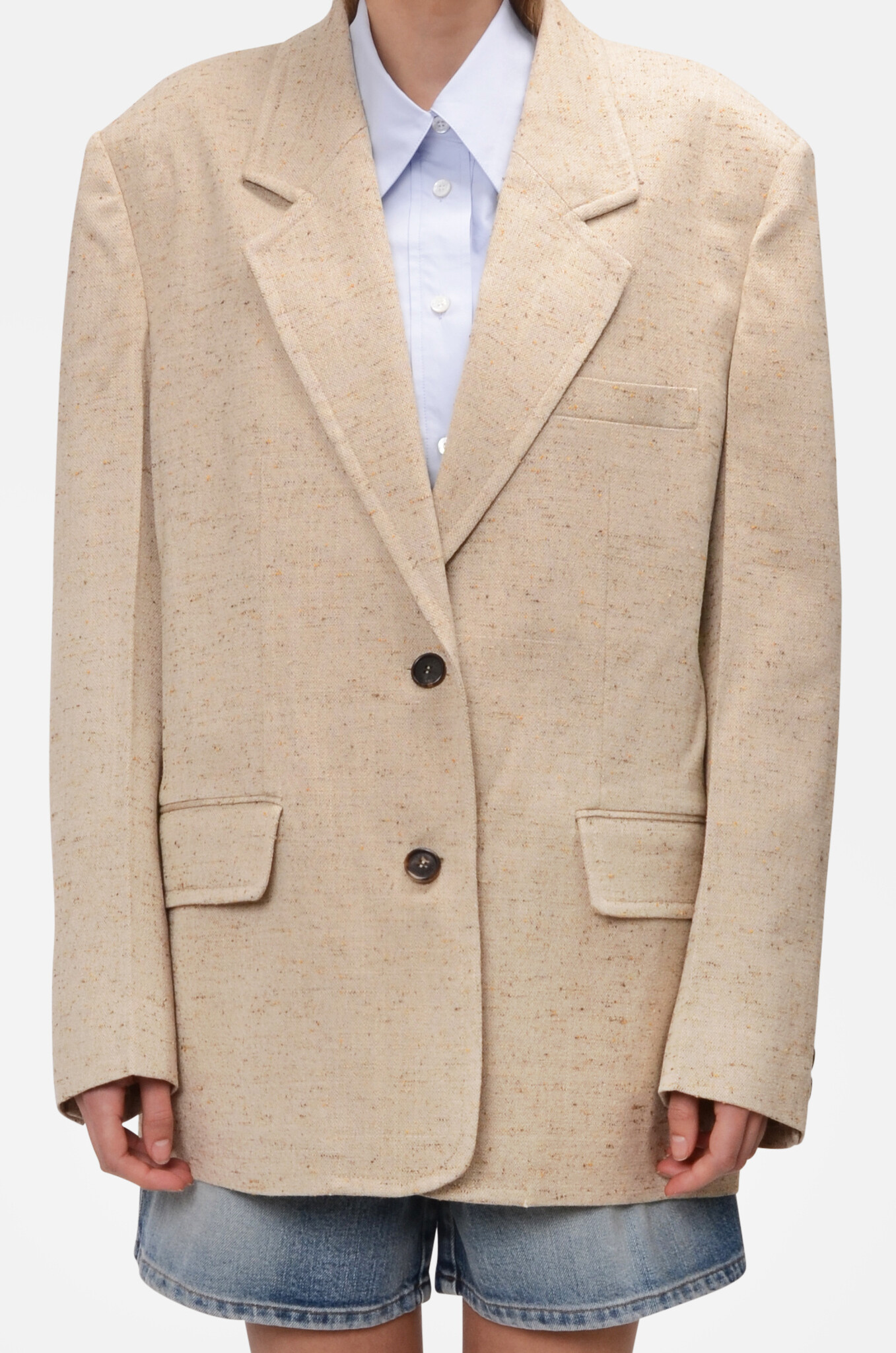 Tweed Blazer in Light Beige-1