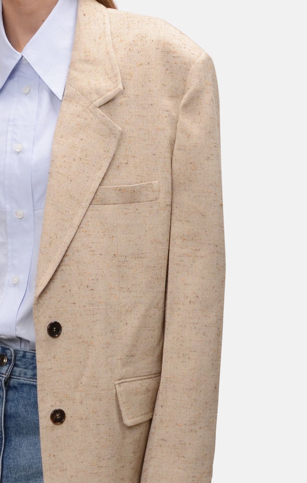 Tweed Blazer in Light Beige-5