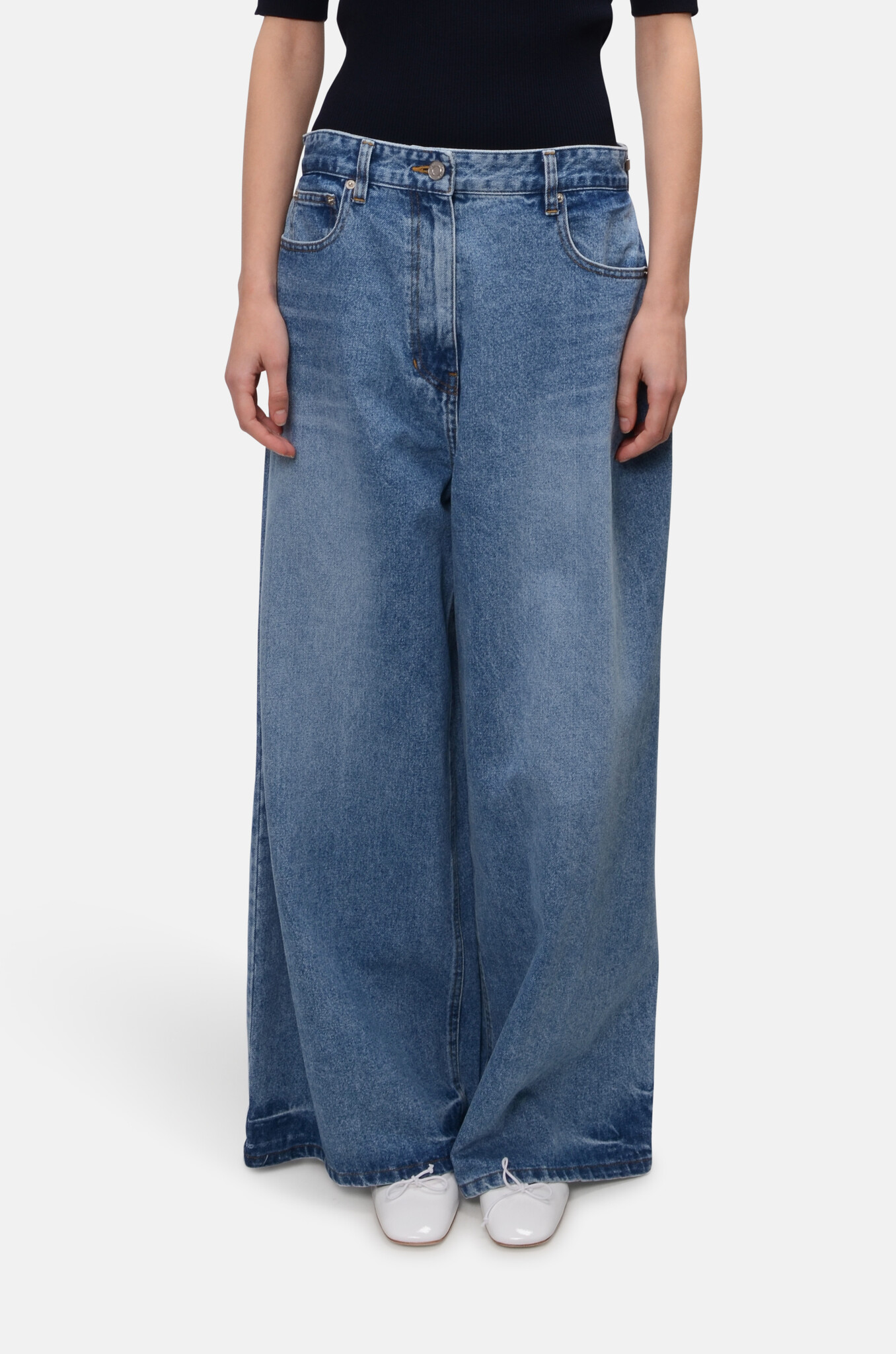 Double Tucked Jeans in Smoke Blue-1