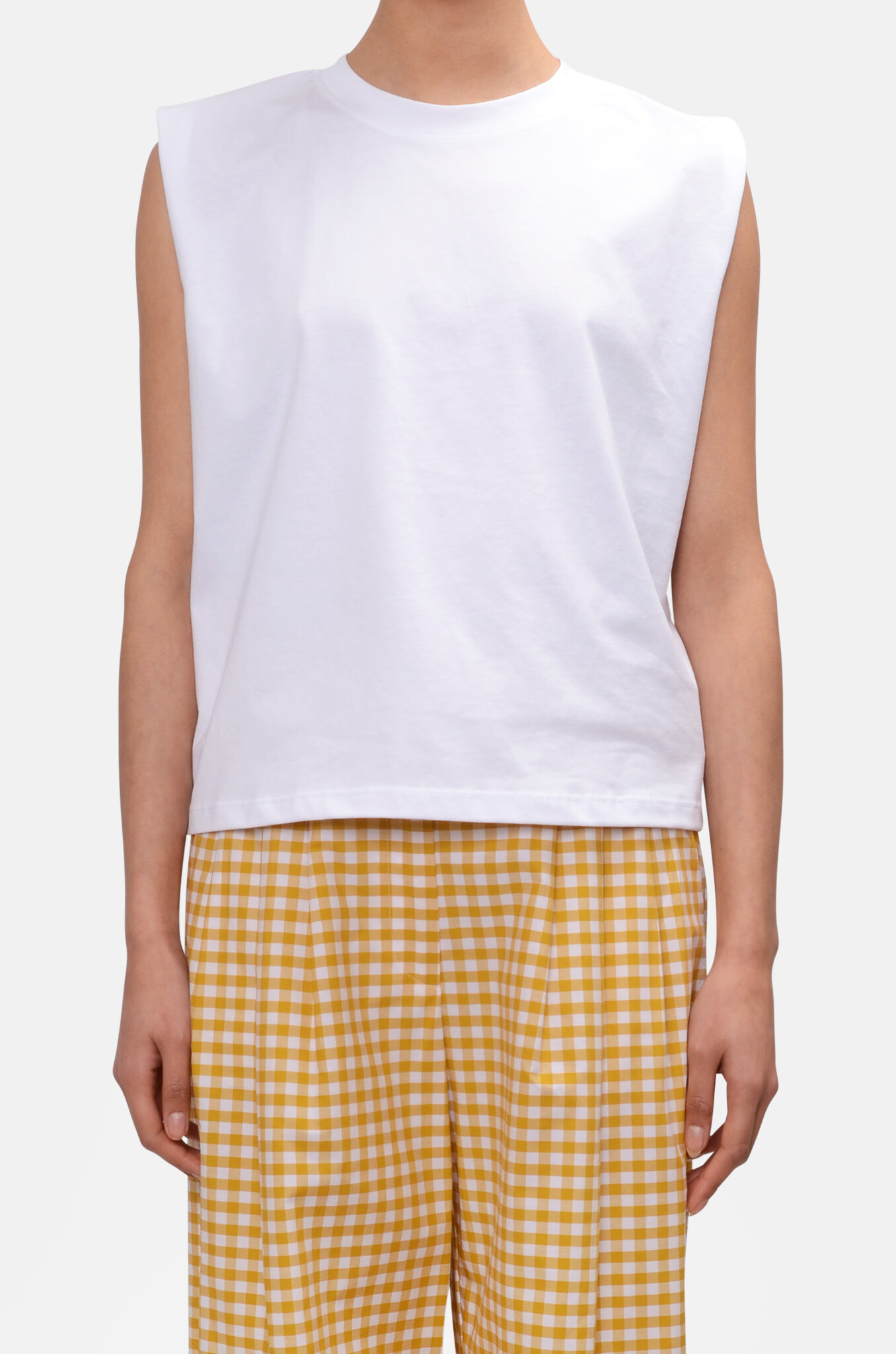 Sleeveless Tee in White-1