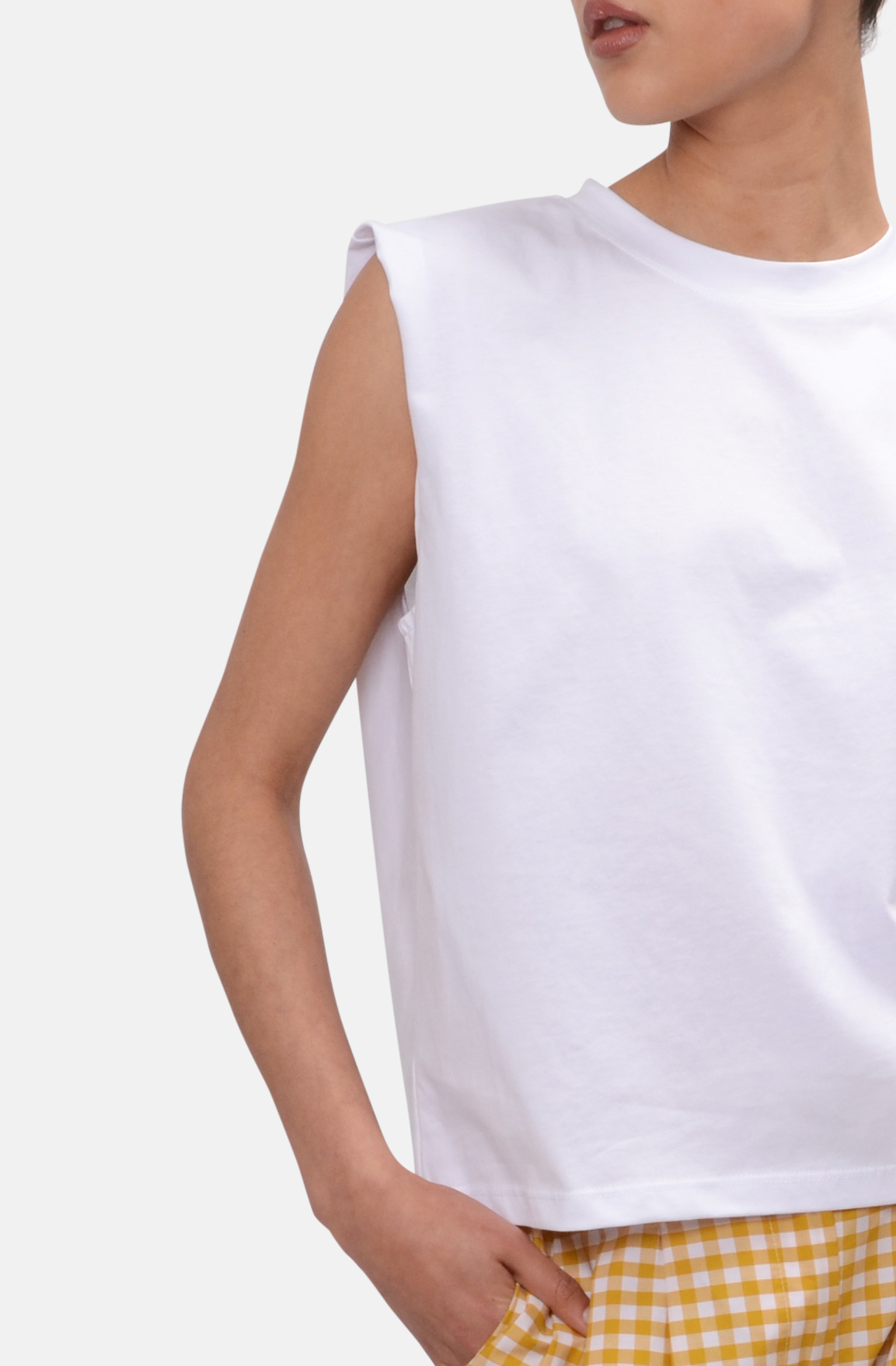 Sleeveless Tee in White-4