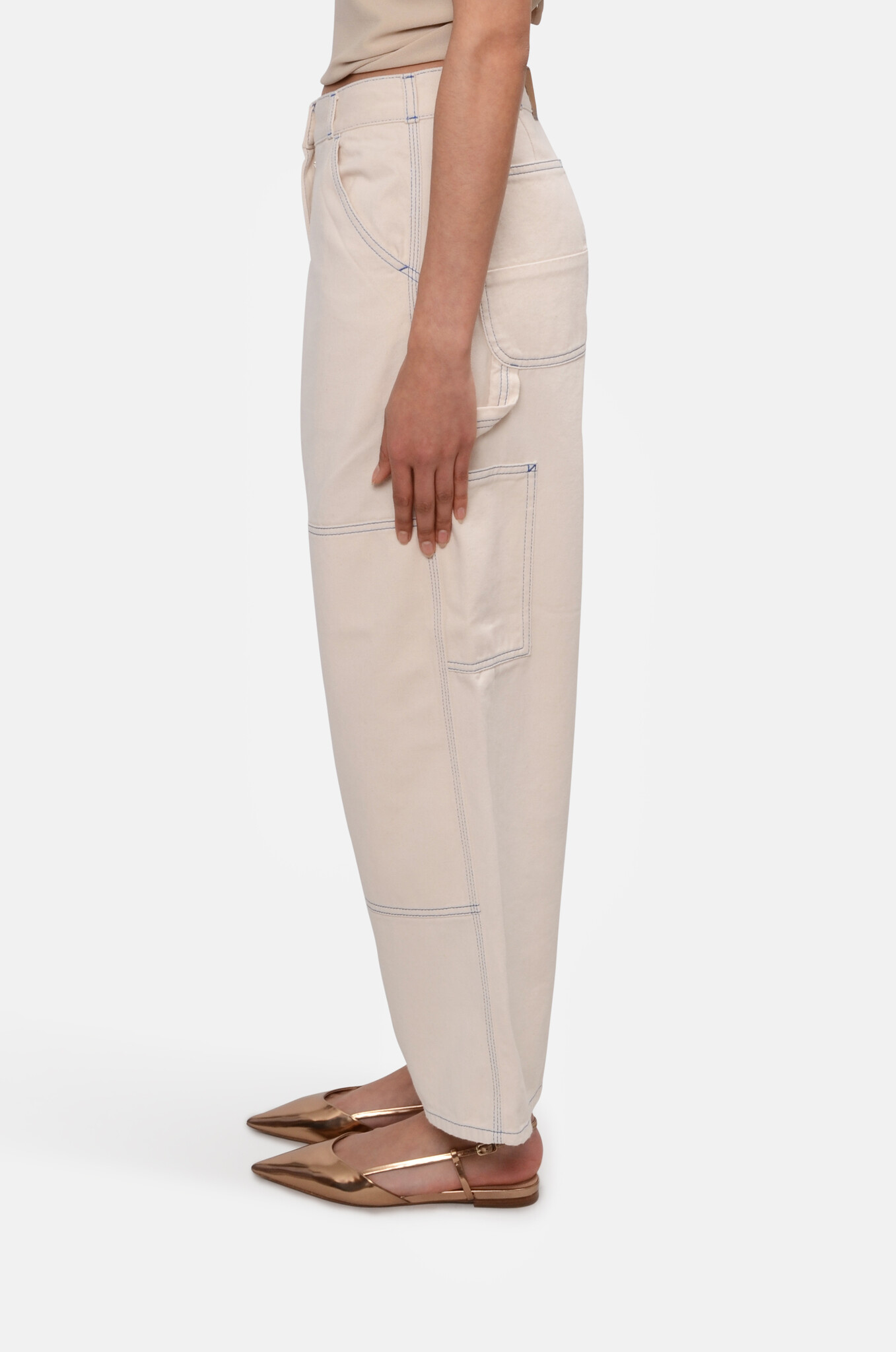 White Denim Trousers-3