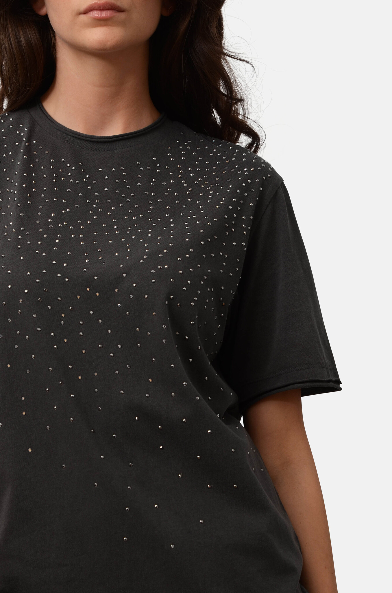 Rhinestone Tee in Anthracite-5