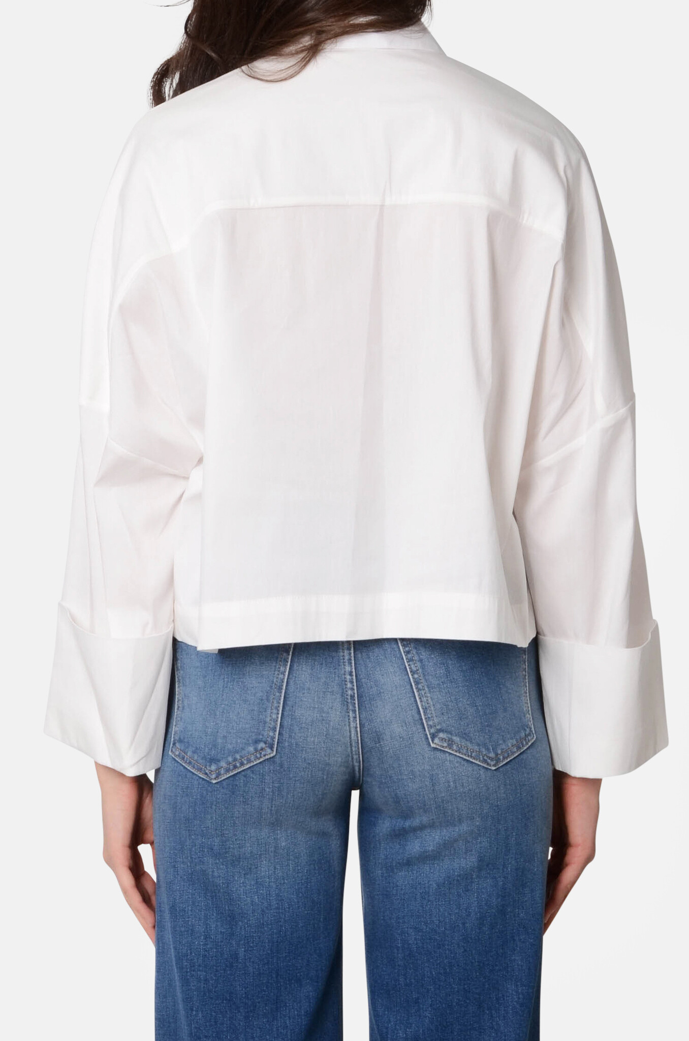Cuff Sleeve Cropped Shirt in Off-White-4