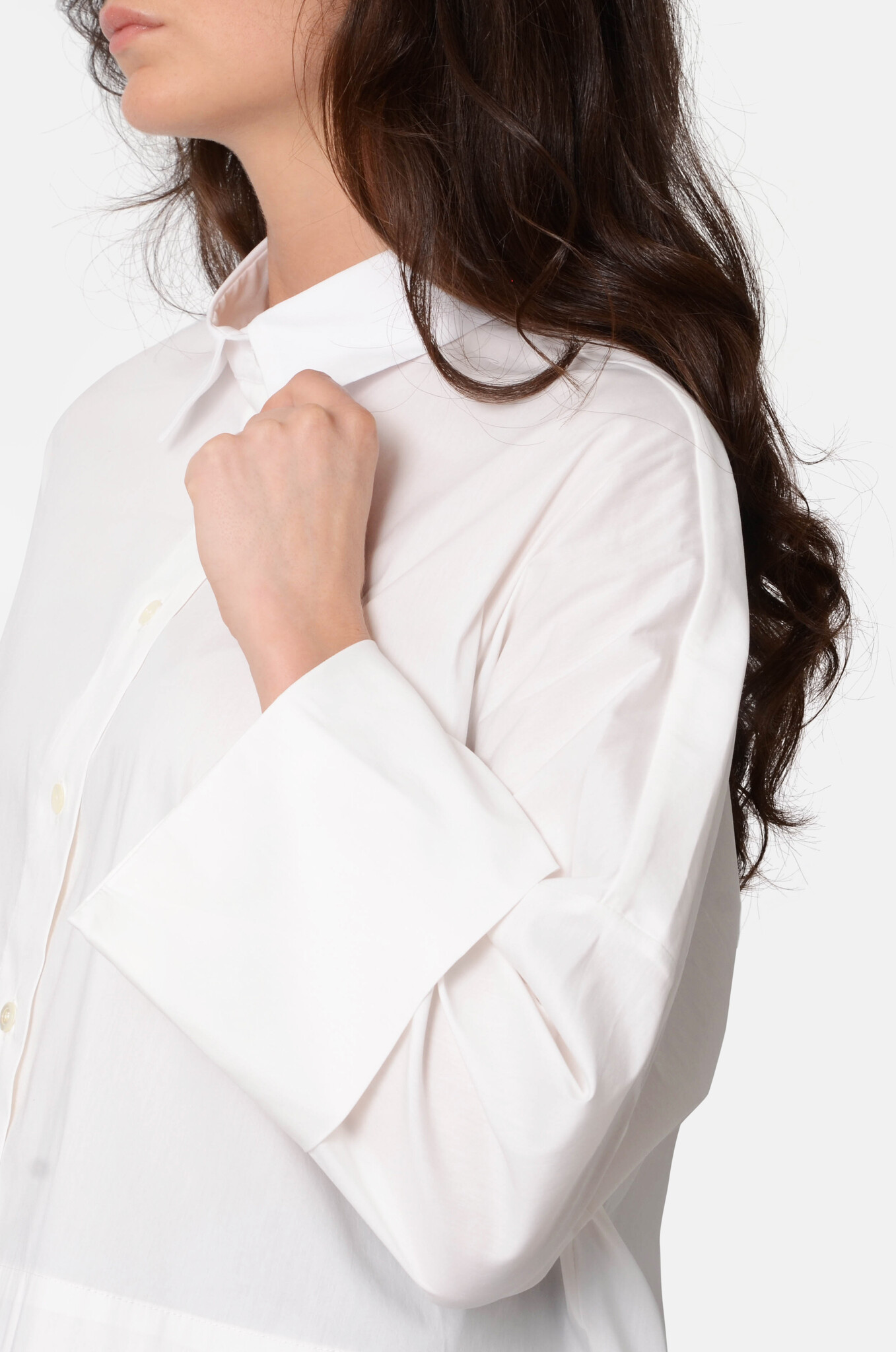 Cuff Sleeve Cropped Shirt in Off-White-5