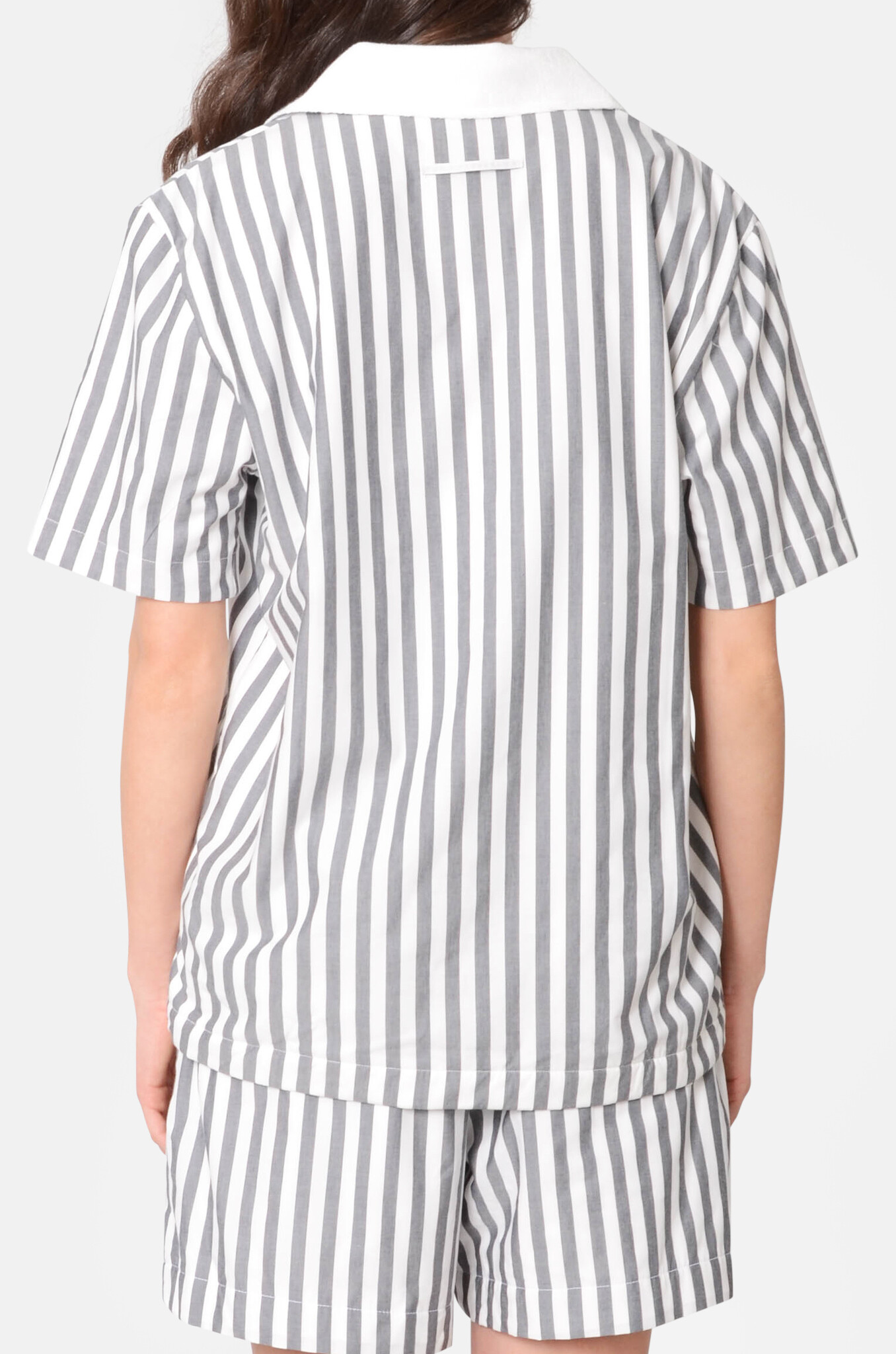 Striped Cotton and Towelling Cuban Shirt-4
