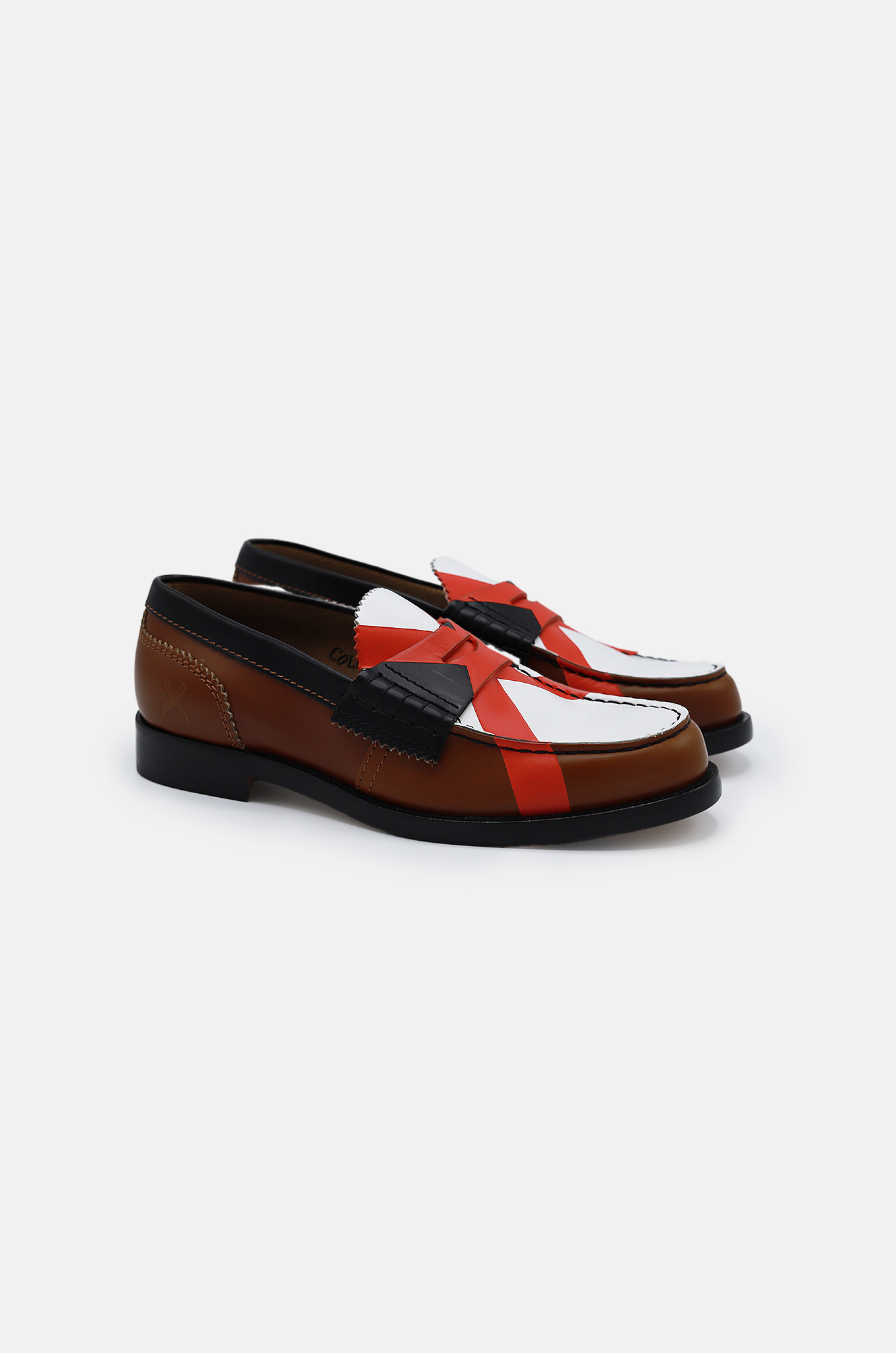 Loafers in Tan Black White X Red-5