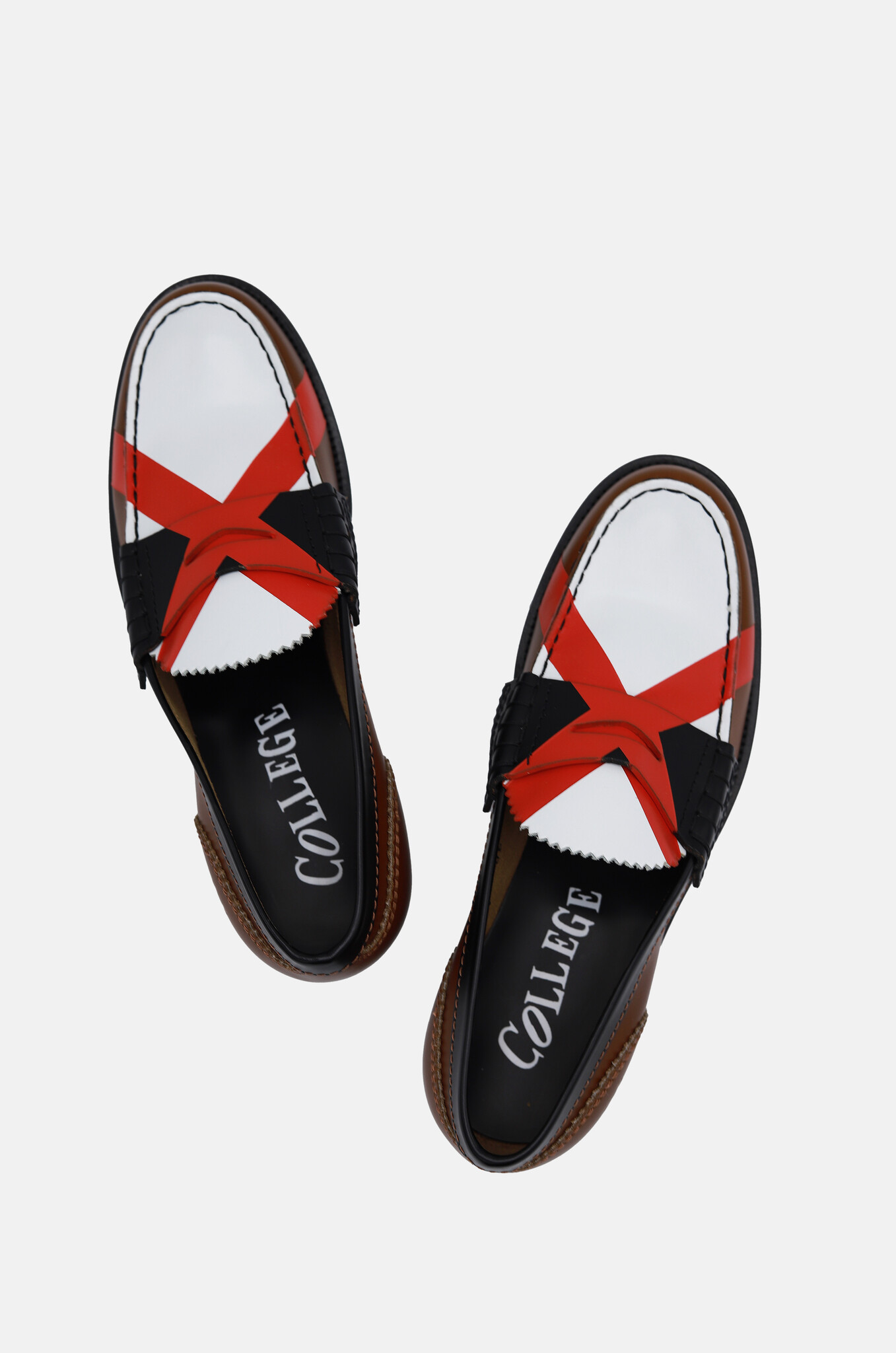 Loafers in Tan Black White X Red-4