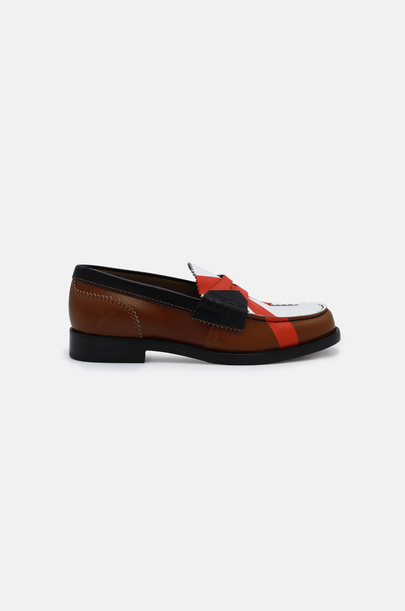 Loafers in Tan Black White X Red-1