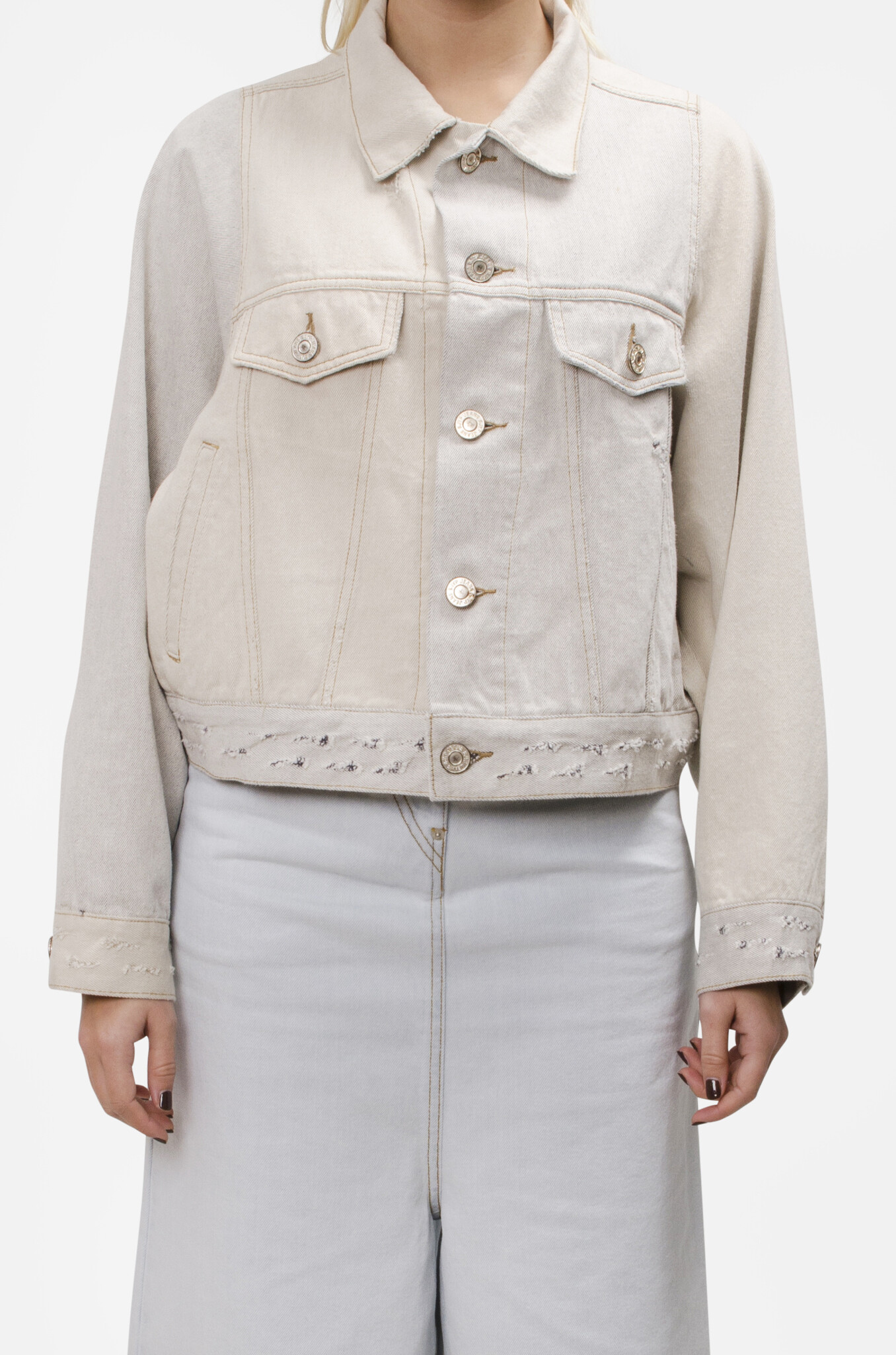 Panel Denim Jumper Light in Grey-1