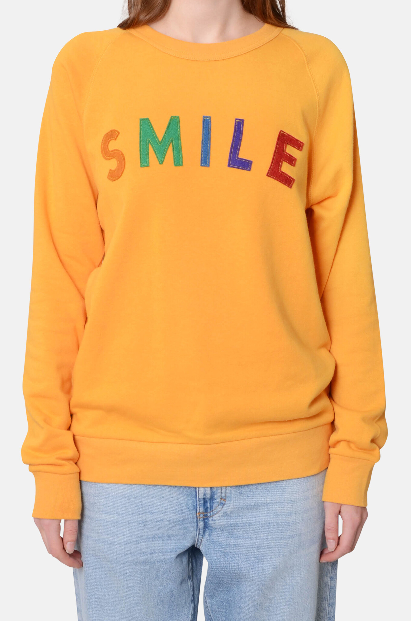 GYM CLASS SURFERS X VENESSA ARIZAGA Smile Sweatshirt in Sunny Yellow-1