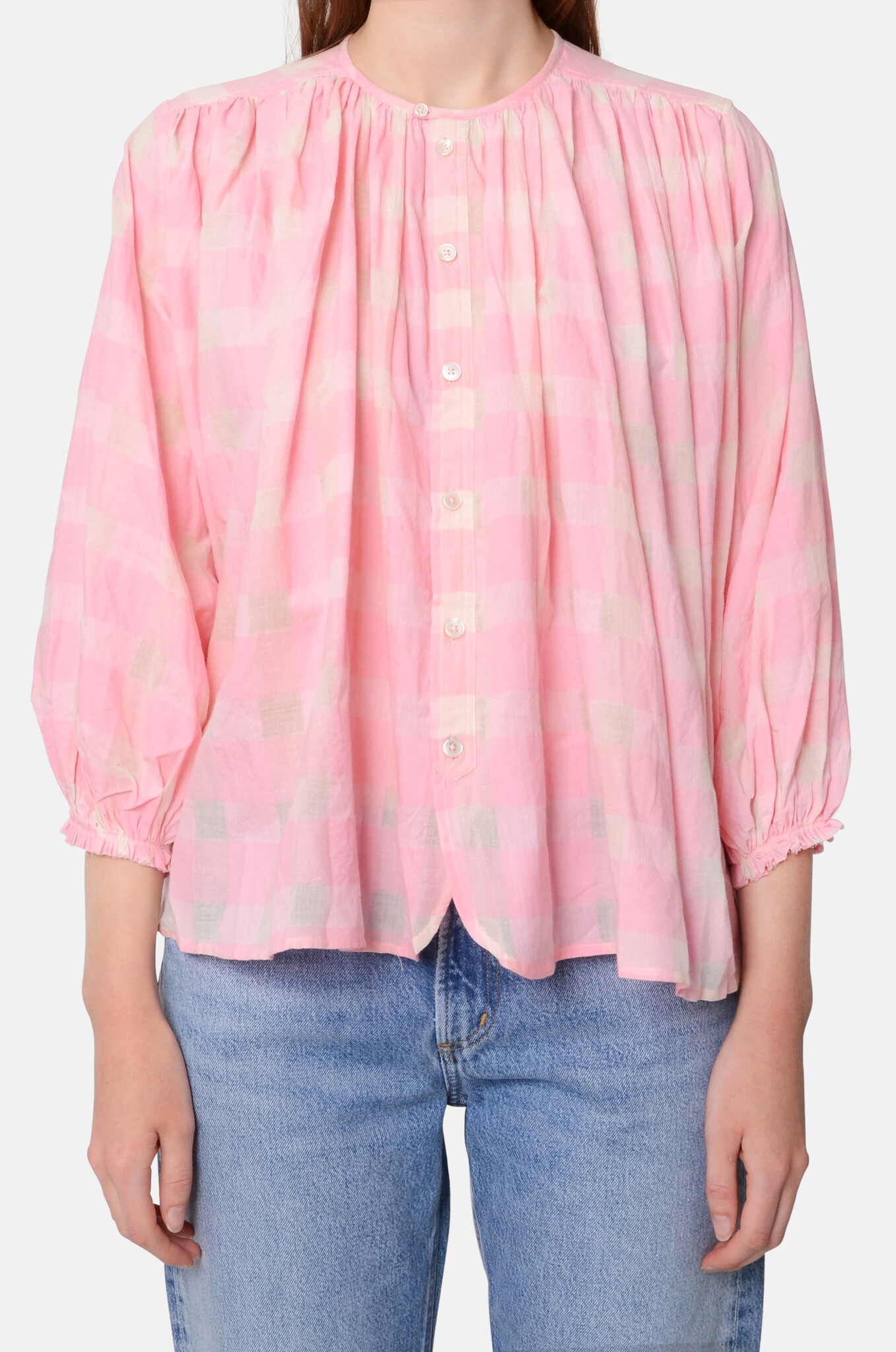Cigarbox Blouse in Pink Gingham-1