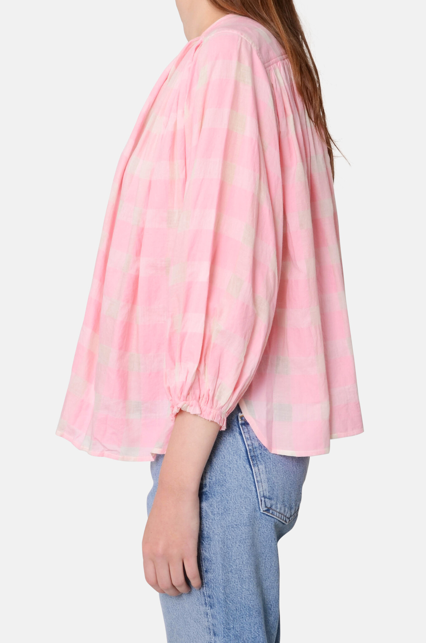 Cigarbox Blouse in Pink Gingham-3