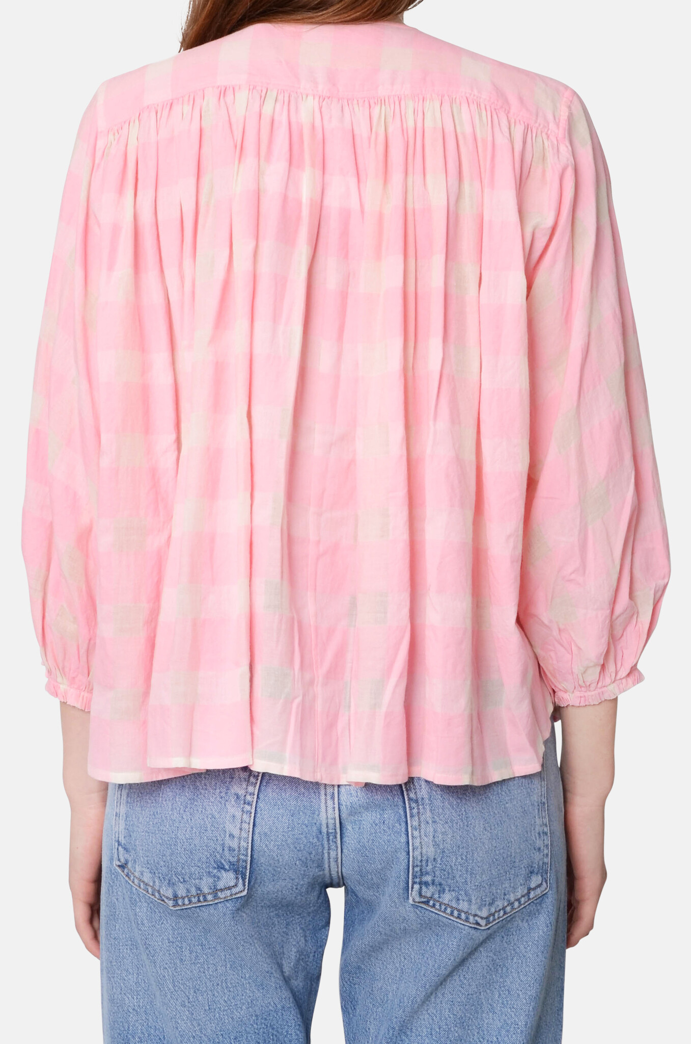 Cigarbox Blouse in Pink Gingham-4