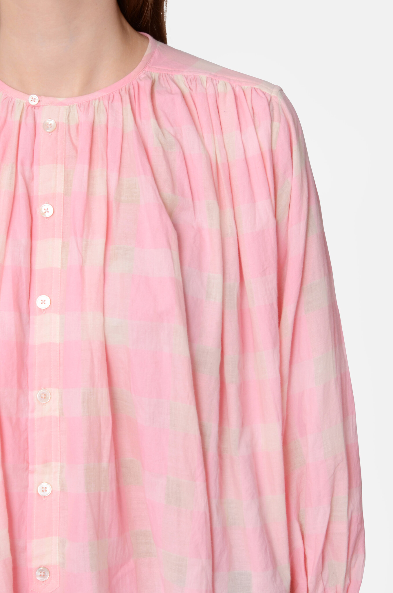 Cigarbox Blouse in Pink Gingham-5