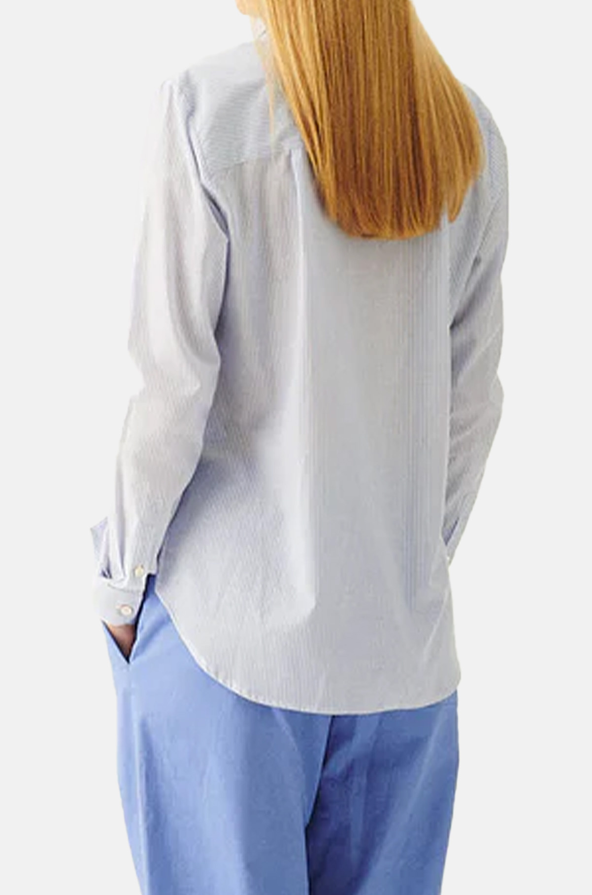 Sue Shirt in Small Blue Stripe-4