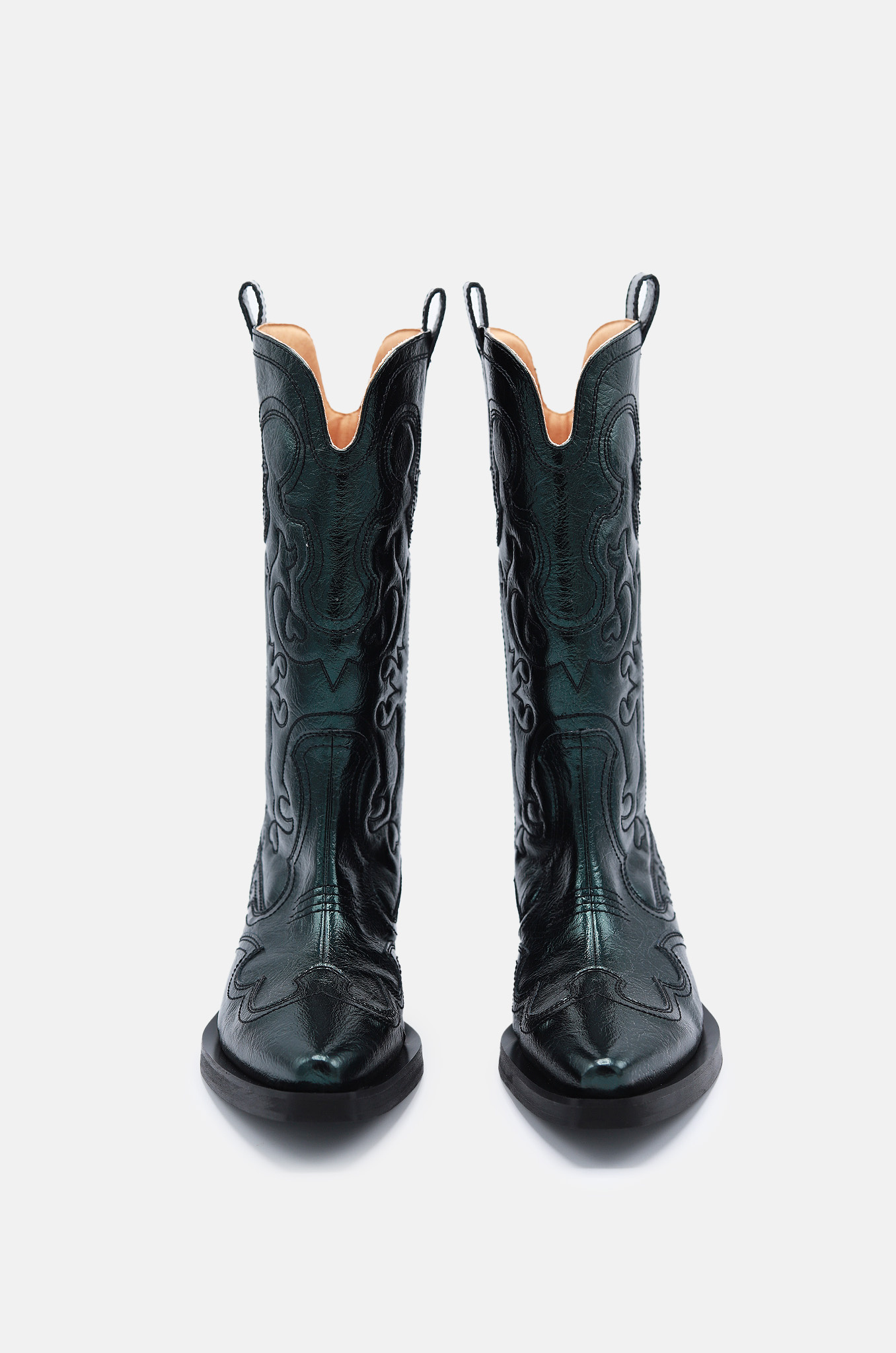 Metallic Mid Shaft Embroidered Western Boots-5