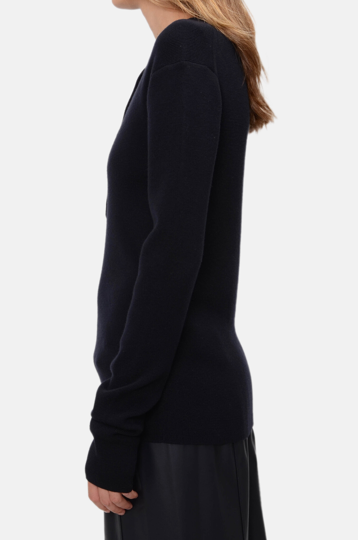 Henley-Neck Knit Top in Black-3