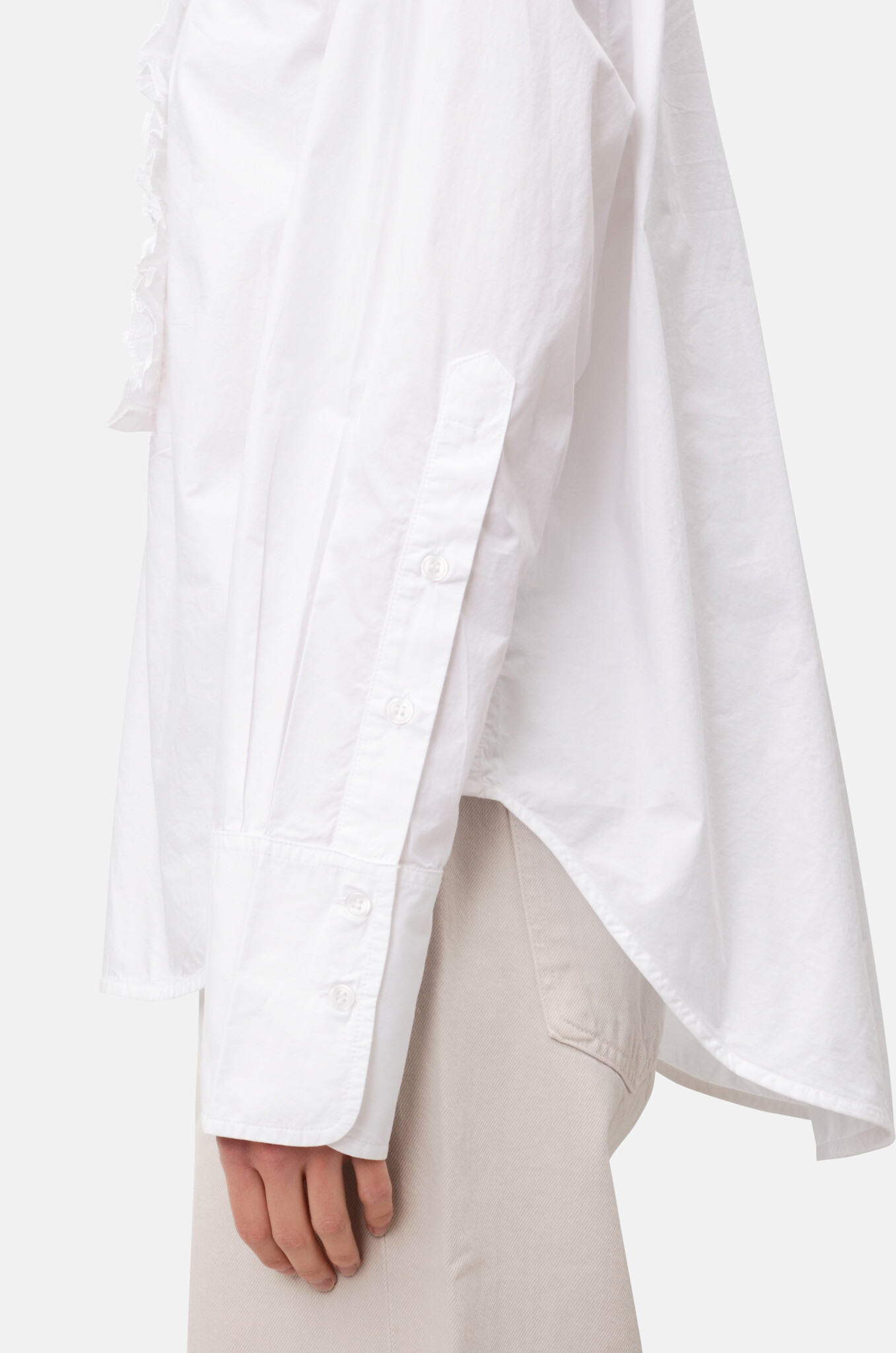 Ruffle Tuxedo Shirt in White-6