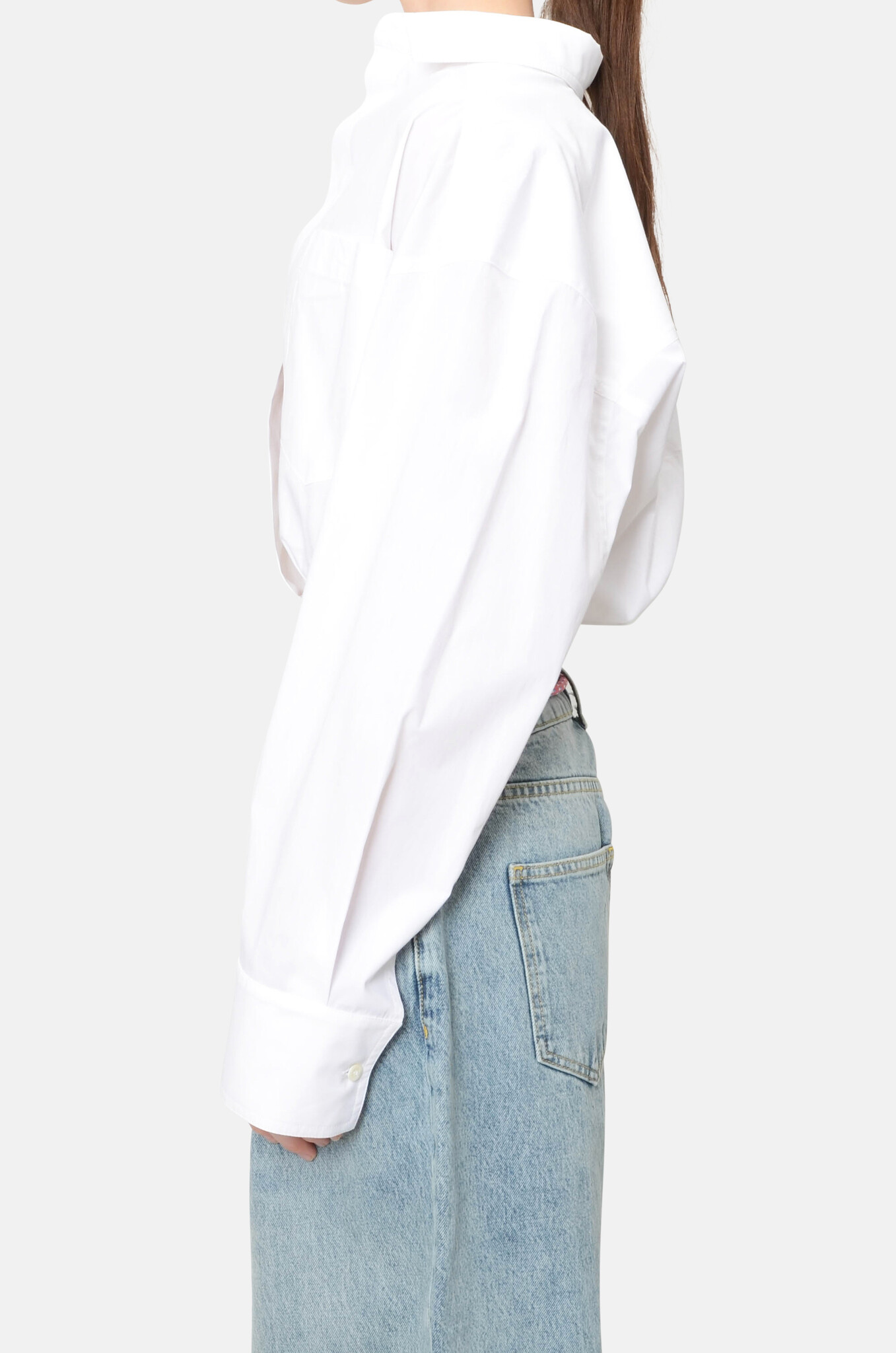 Cropped Wrap Blouse in White-3