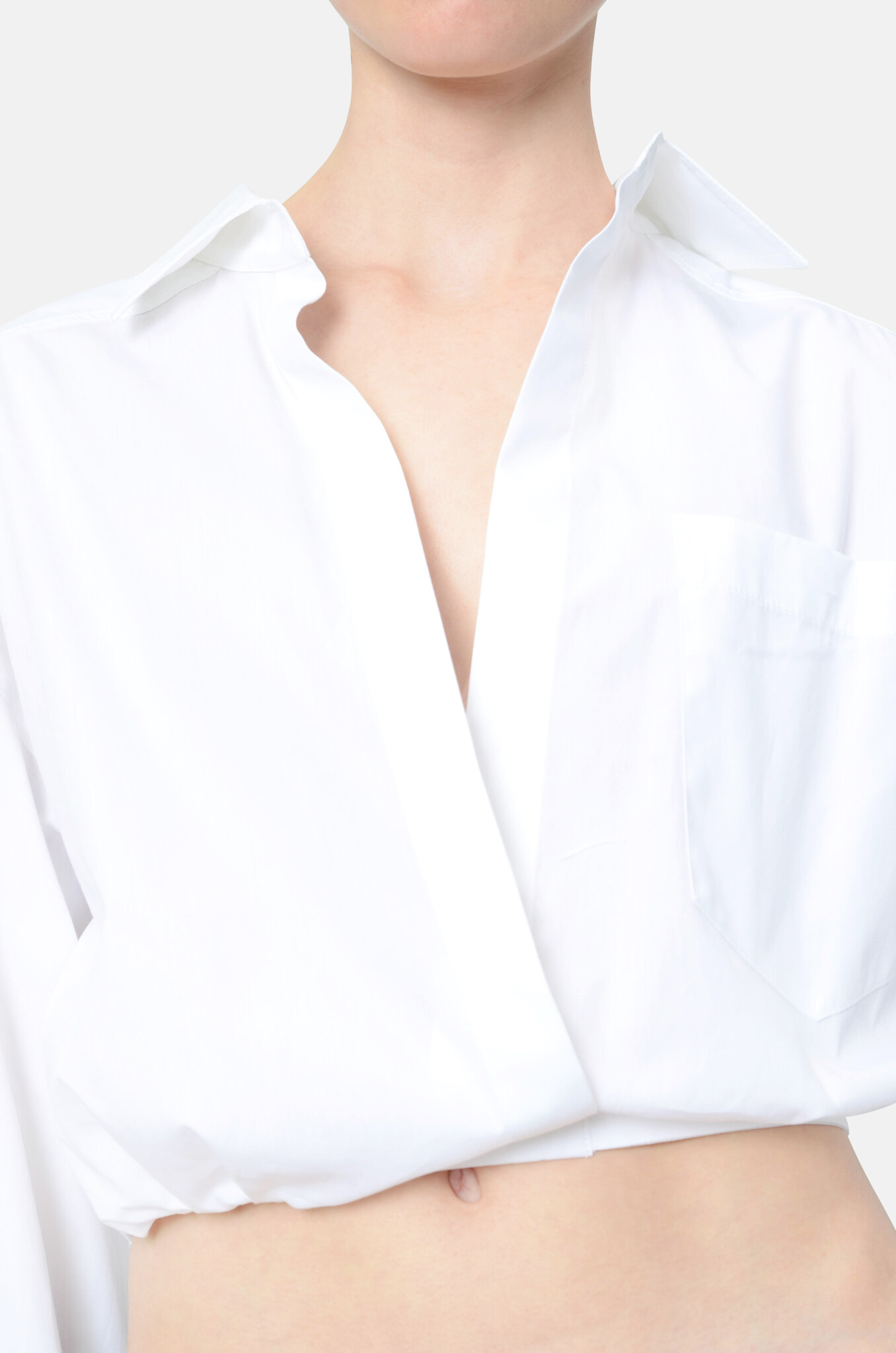 MOSCHINO JEANS - Cropped Wrap Blouse in White - Premium MOSCHINO JEANS - Cropped Wrap Blouse in White - Premium