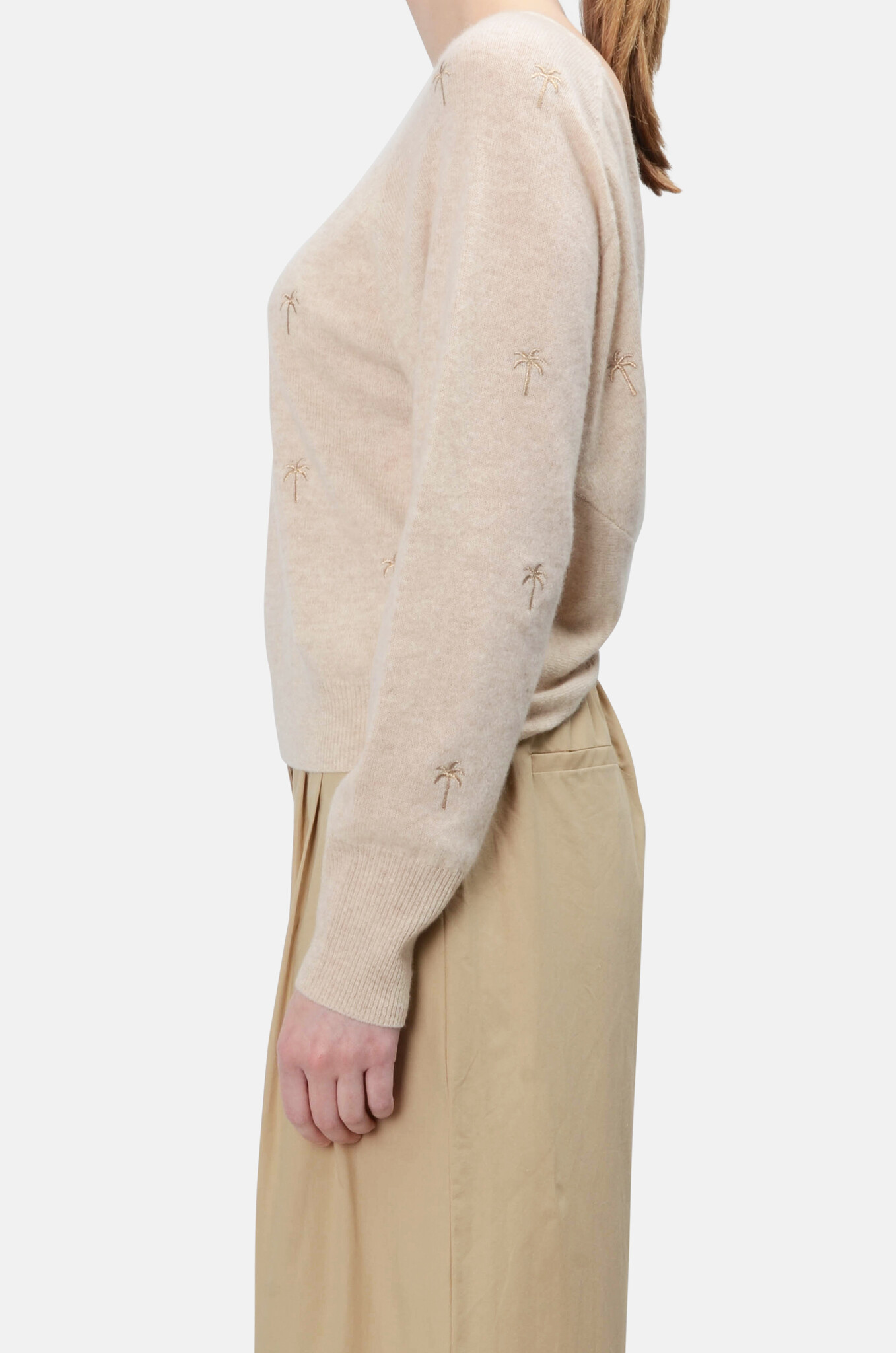 Cashmere Embroidery Palm Twist Open Back-3