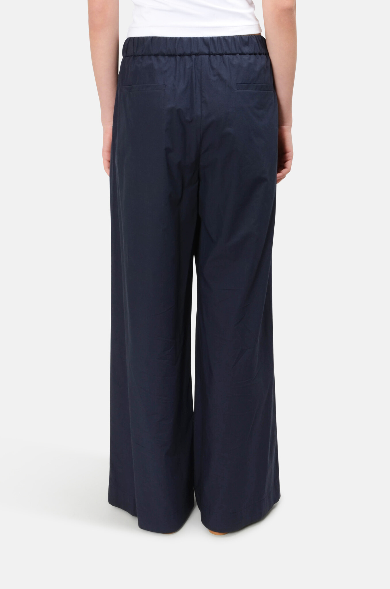 Wide Poplin Trousers in Night-4