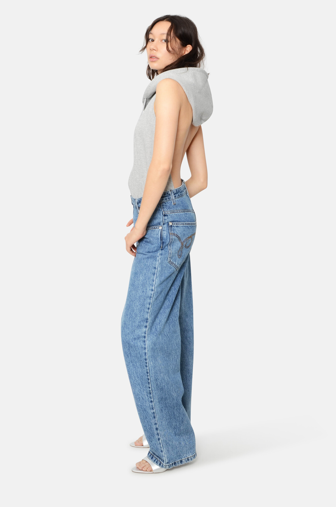 Blue Halter Hoodie Jumpsuit-2