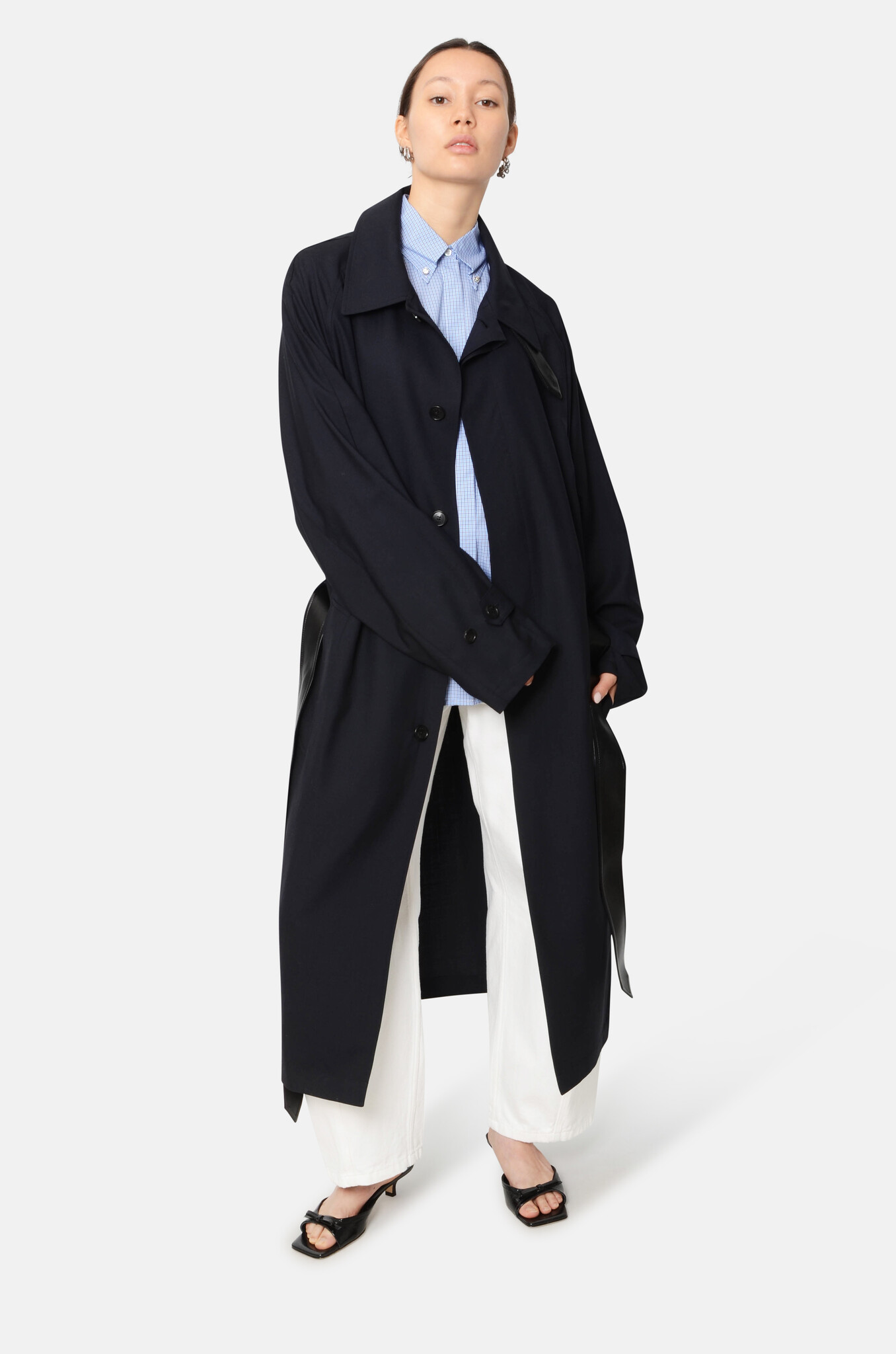 Summer Wool Single Coat in Dark Navy-2