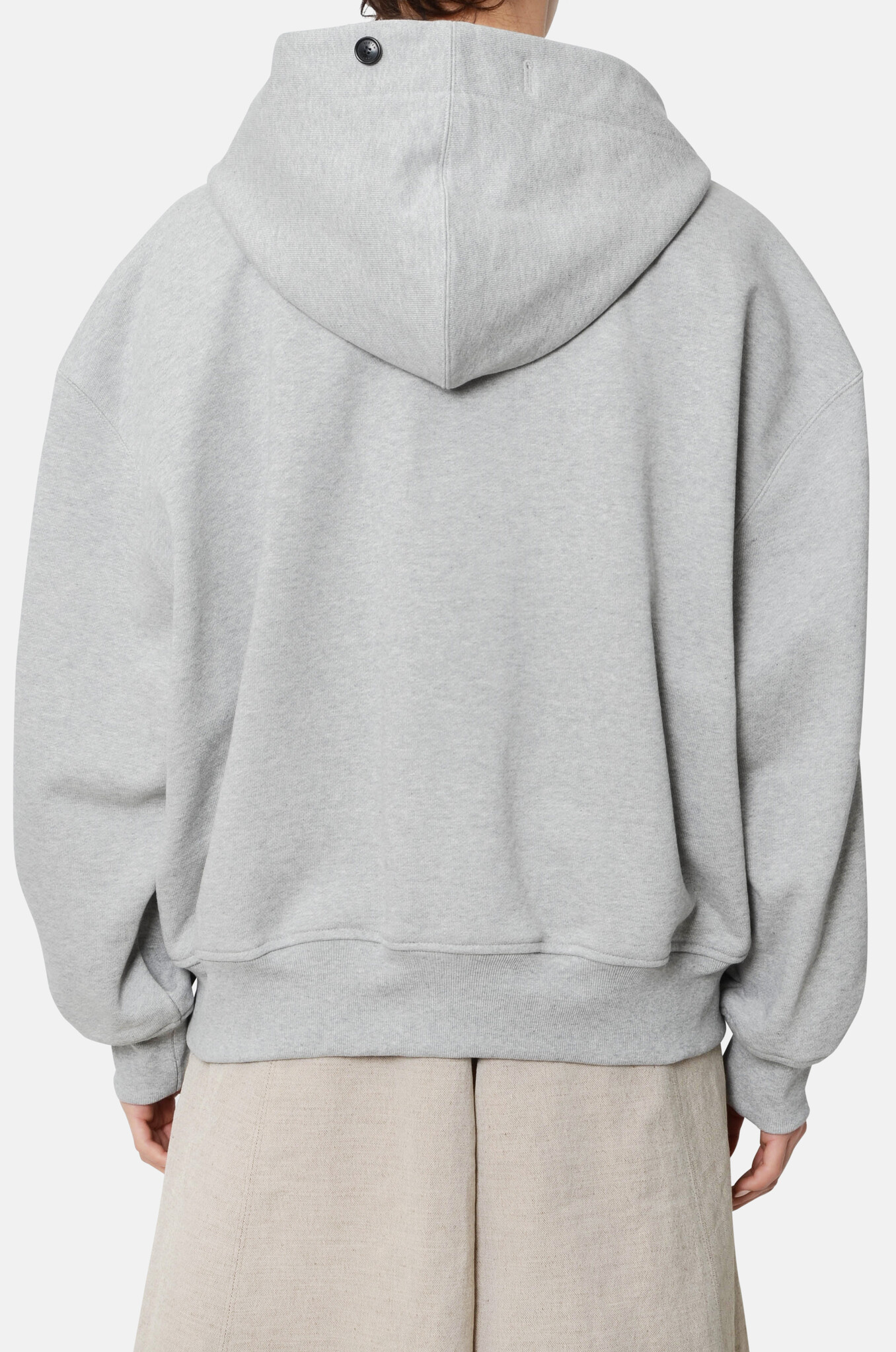 Buttoned Hoodie in Light Grey-4