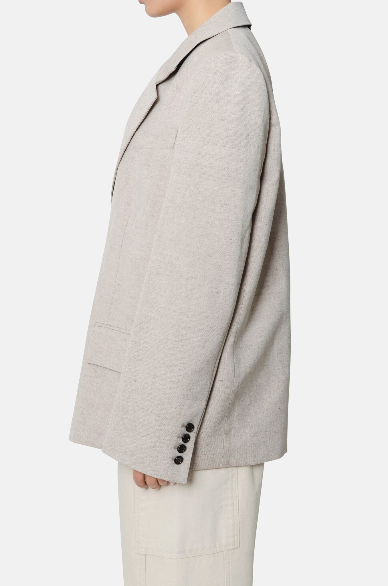 Oversized Single Breasted Jacket in Beige-3