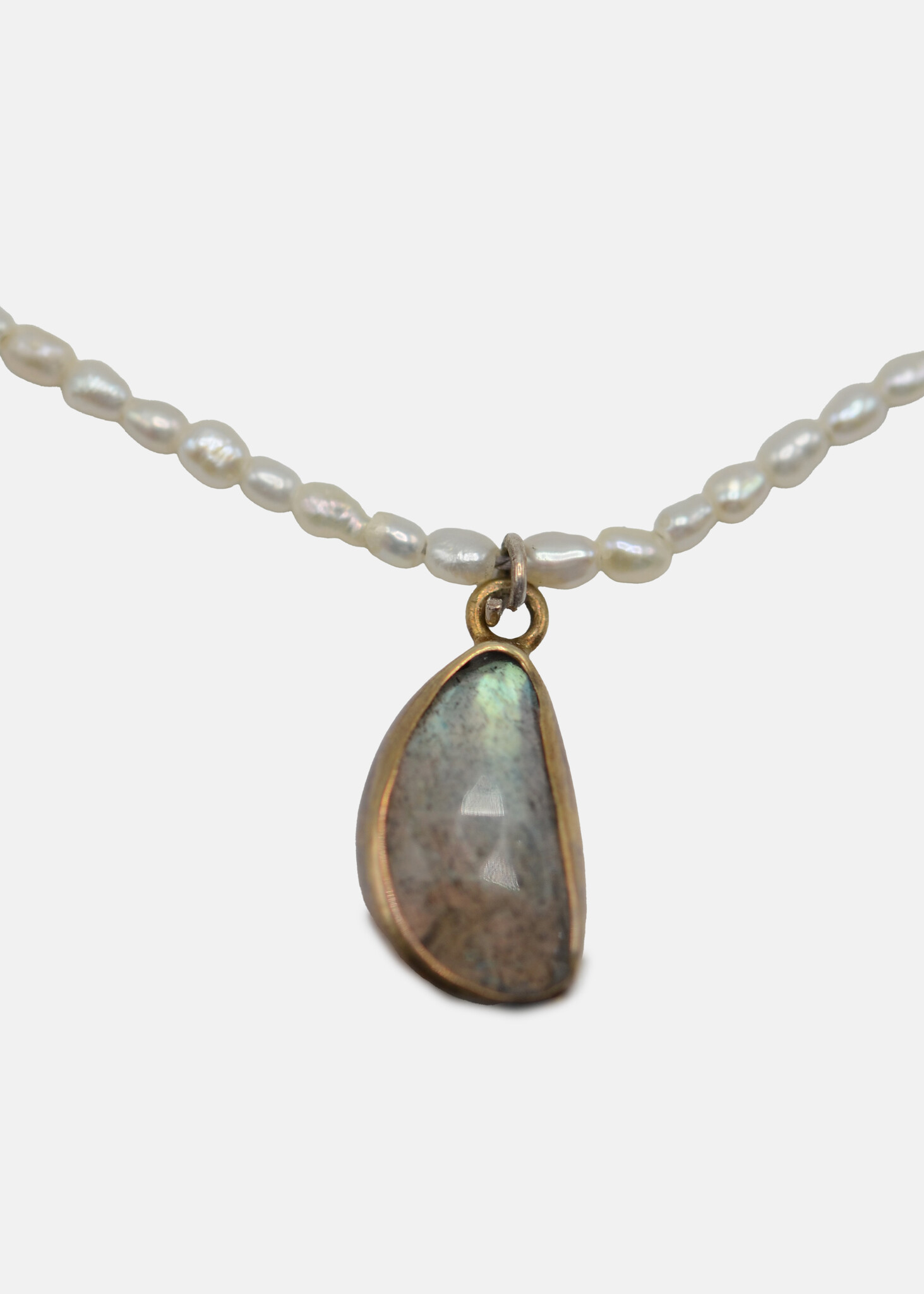 Labradorite Pearl Necklace Messing-2