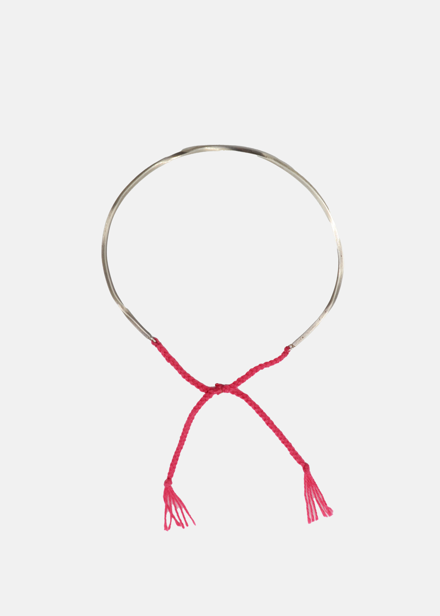 Moon Bangle in Silver on Red-1