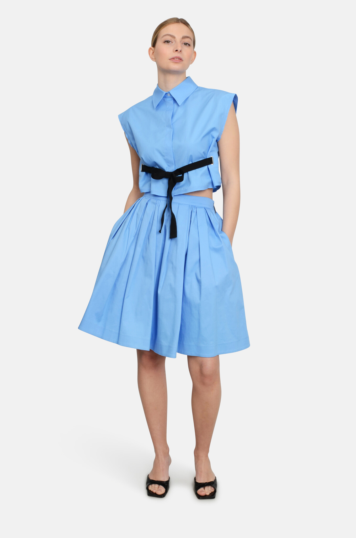 Pleated Skirt in Light Blue-2