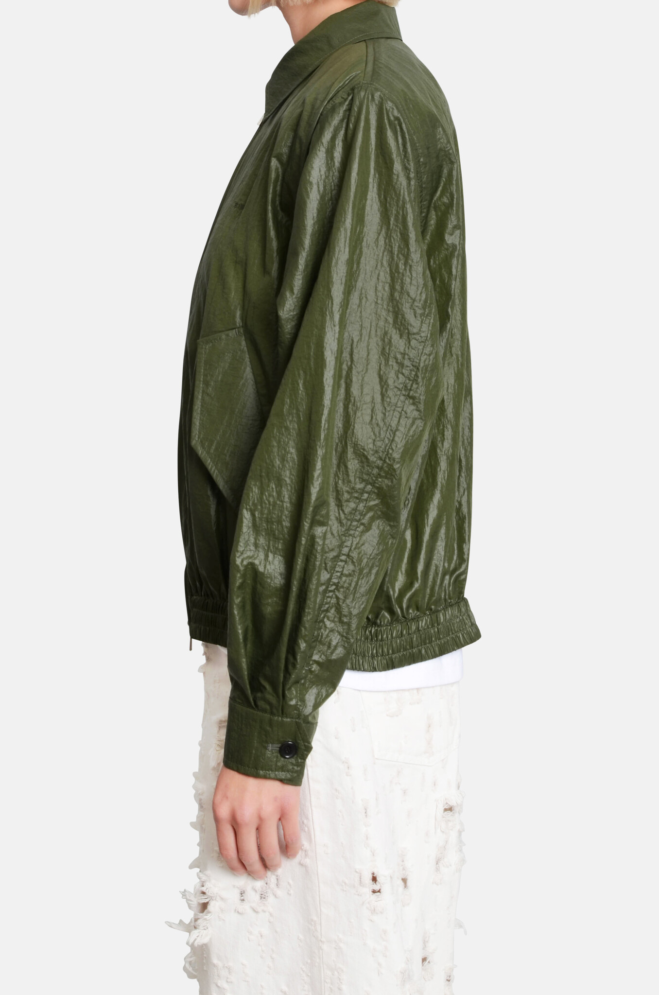 Nylon Layered Blouson in Green-4