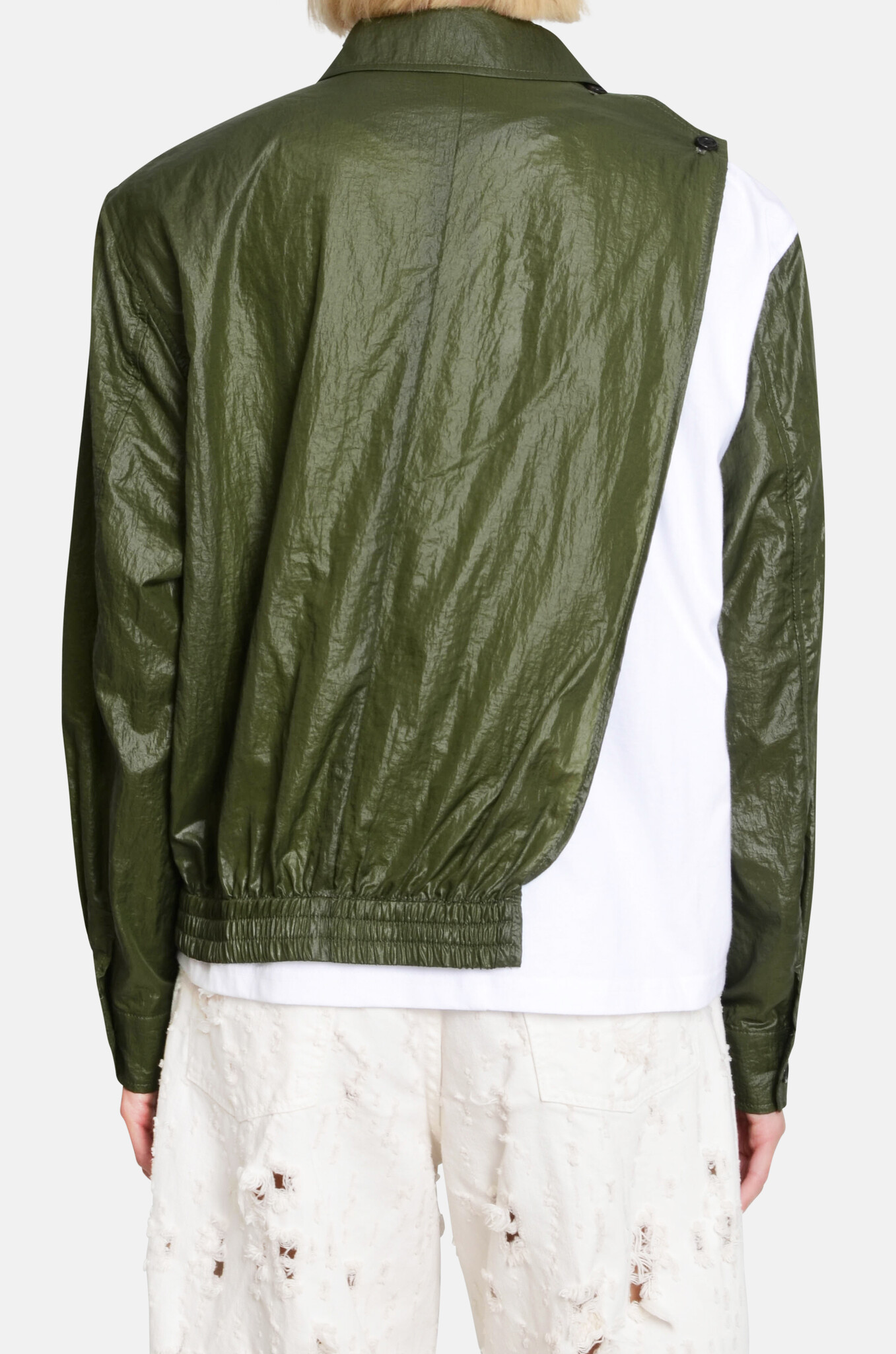 Nylon Layered Blouson in Green-5