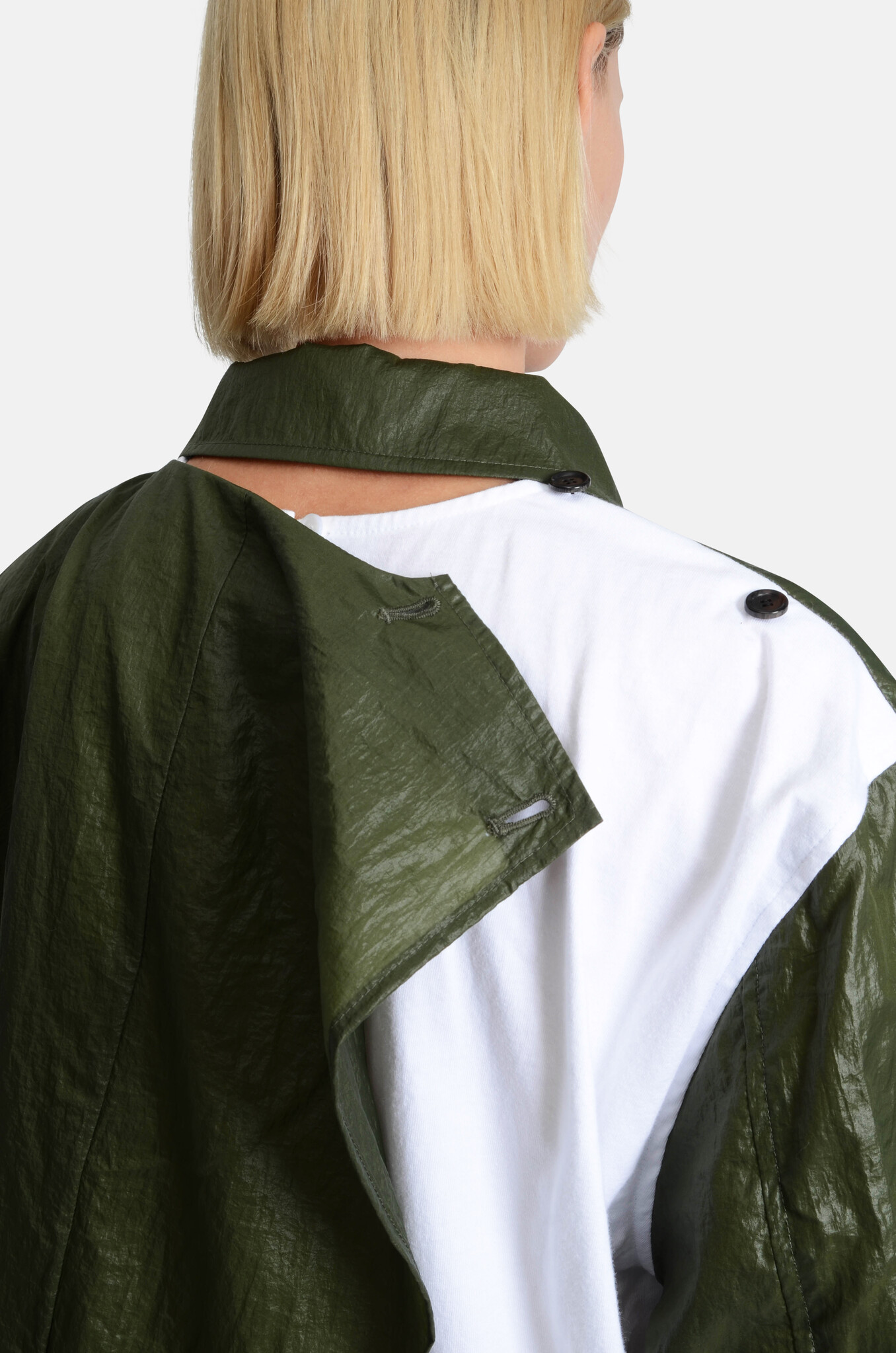 Nylon Layered Blouson in Green-6