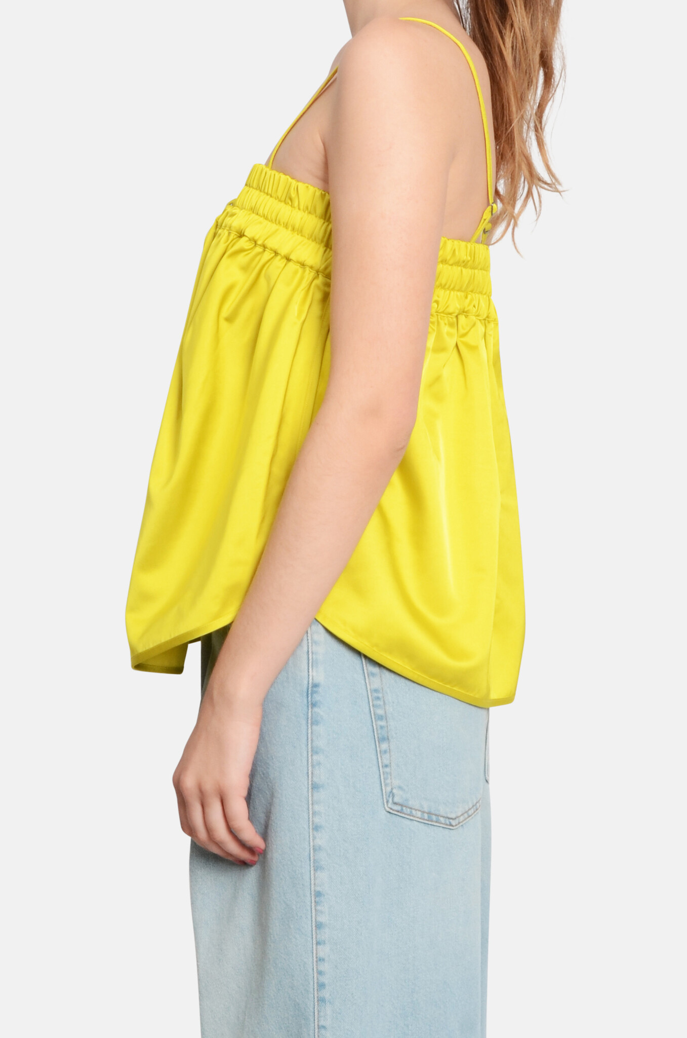 Paris Techno Drape Bustier in Acid Yellow-3