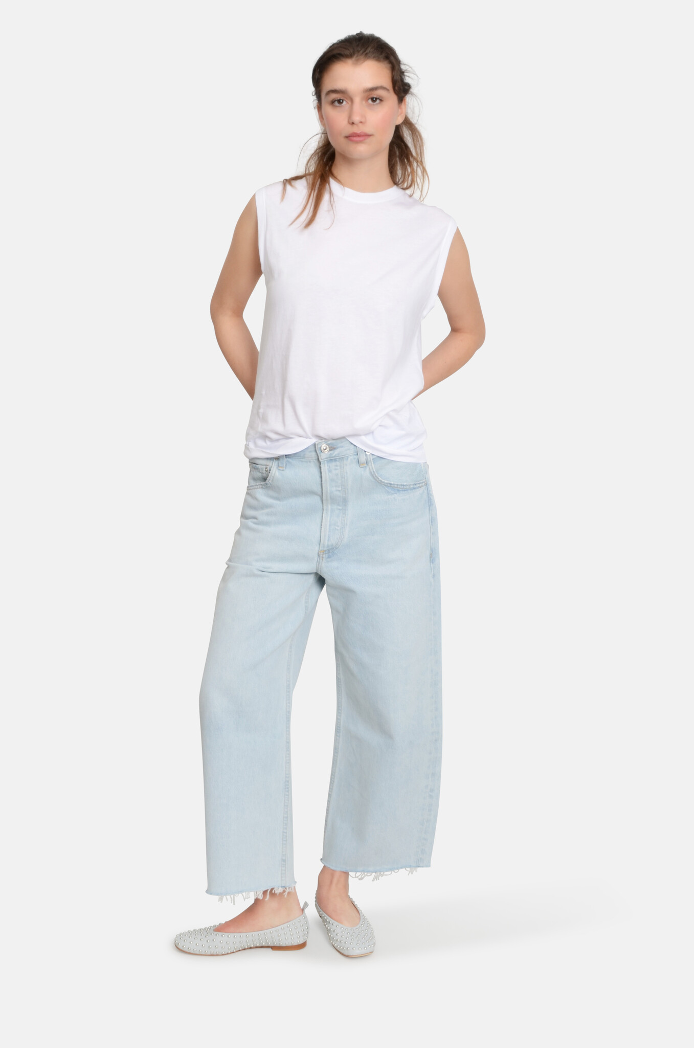 Ayla Raw Hem Crop in Sailor-2