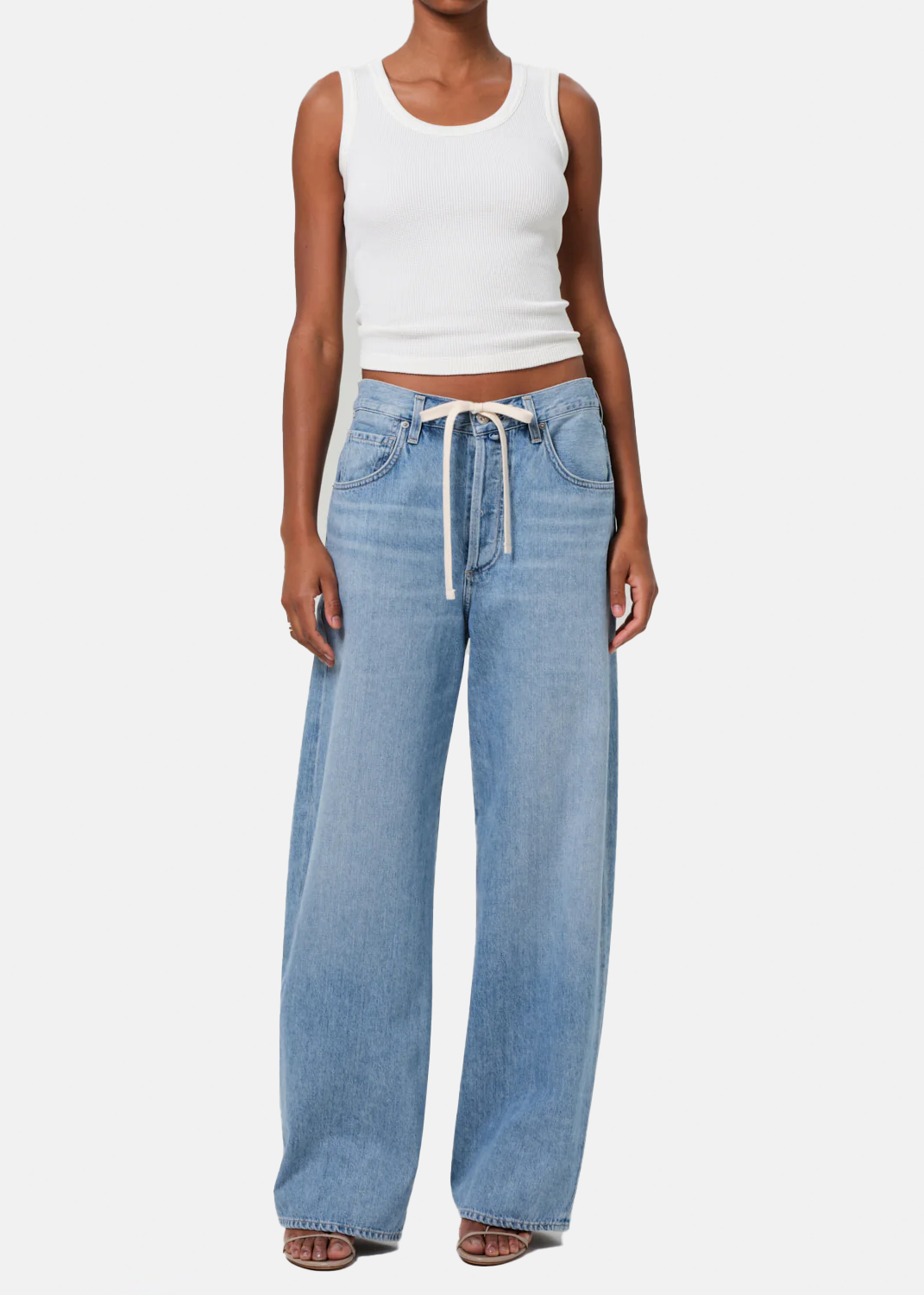 Brynn Drawstring Trouser in Blue Lace-1