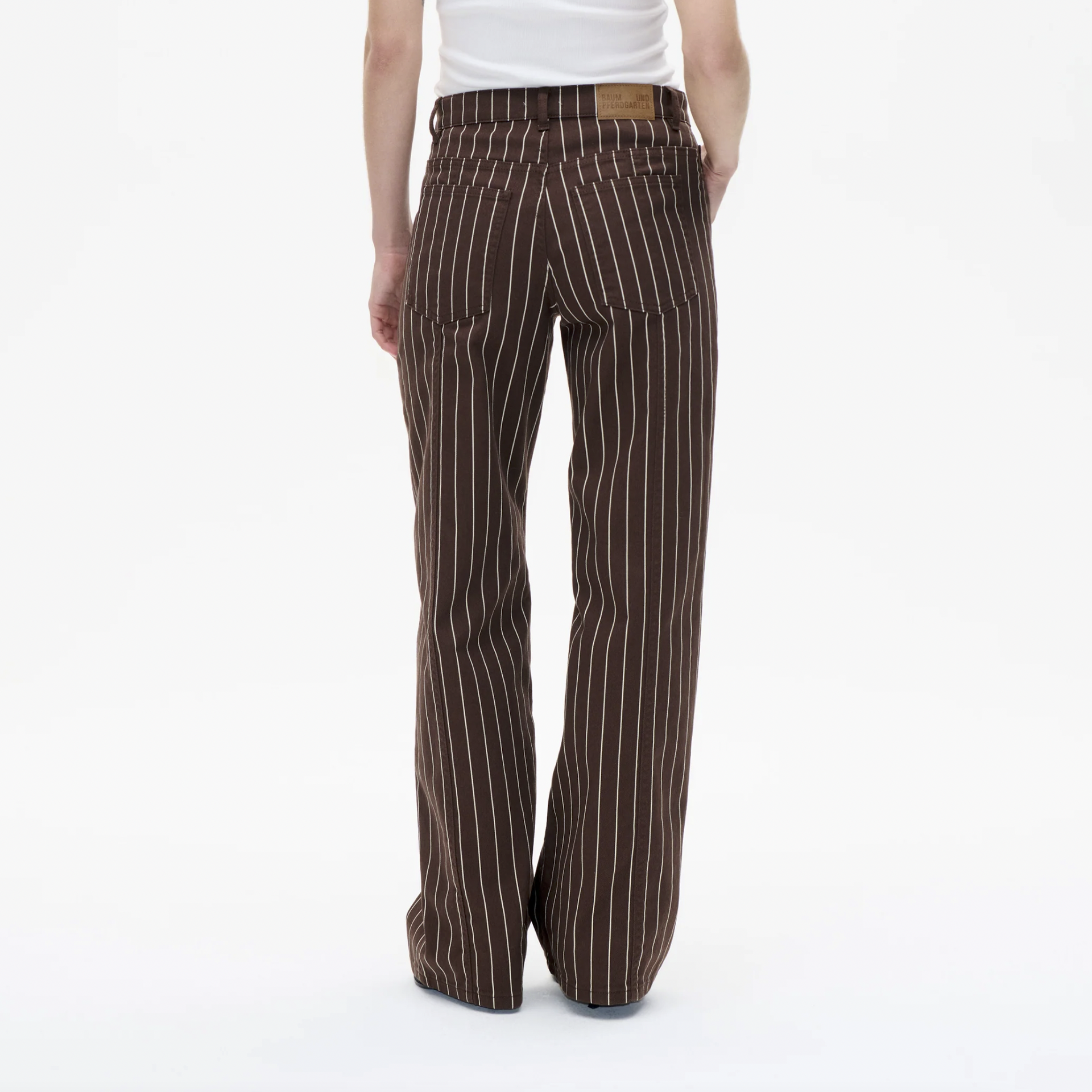 Nolia Jeans in Creme Brown Pinstripe-2