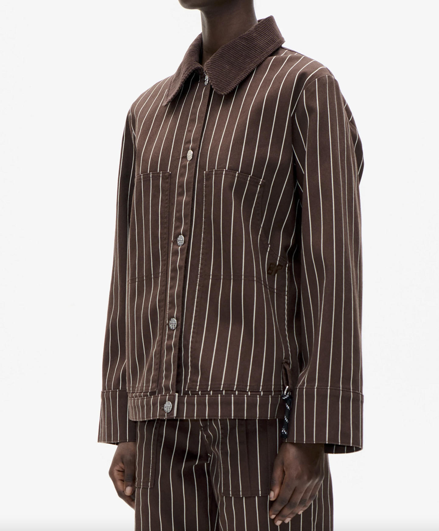 Benilda Jacket in Creme Brown Pinstripe-1