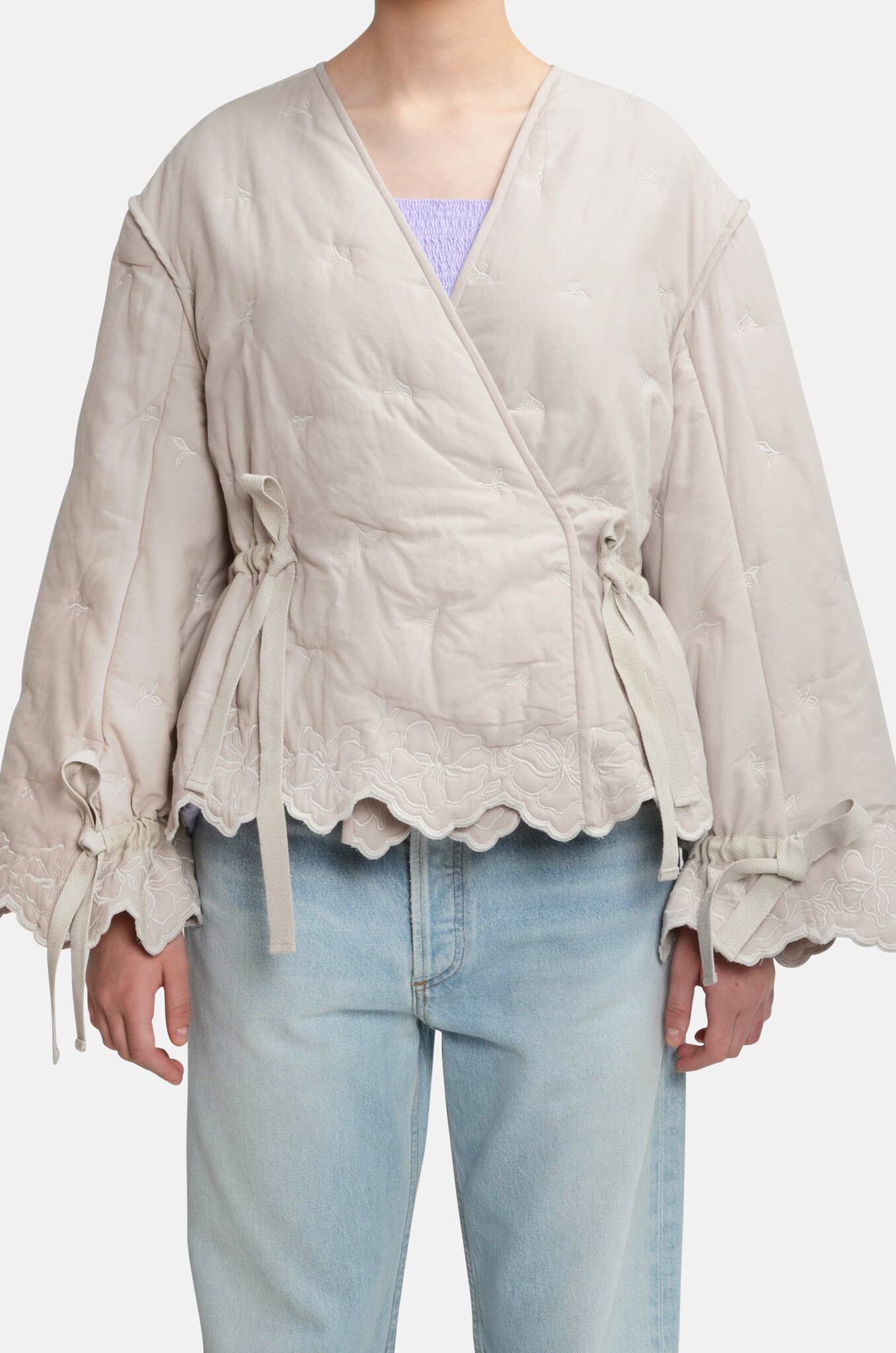 Gathered Tie Jacket in Wild Quilted Flowers-1