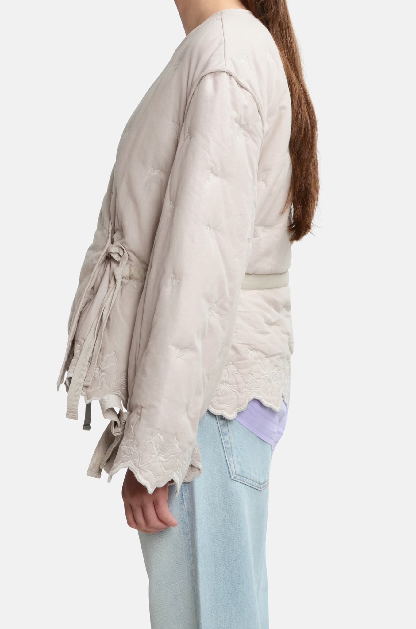 Gathered Tie Jacket in Wild Quilted Flowers-3